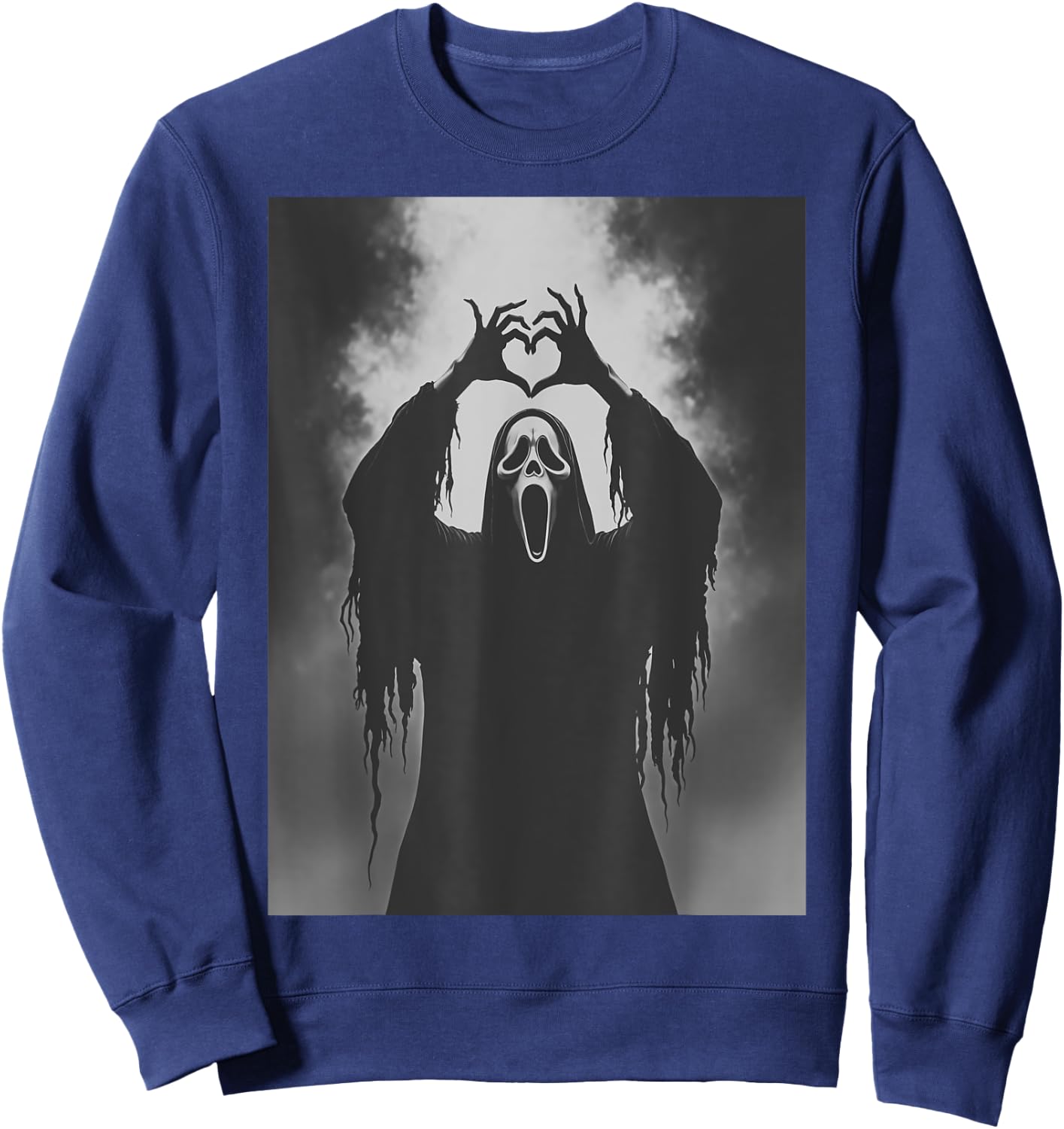 Ghost Heart Hands Scary Face Horror Poster Halloween Sweatshirt - Sweatshirt | Navy