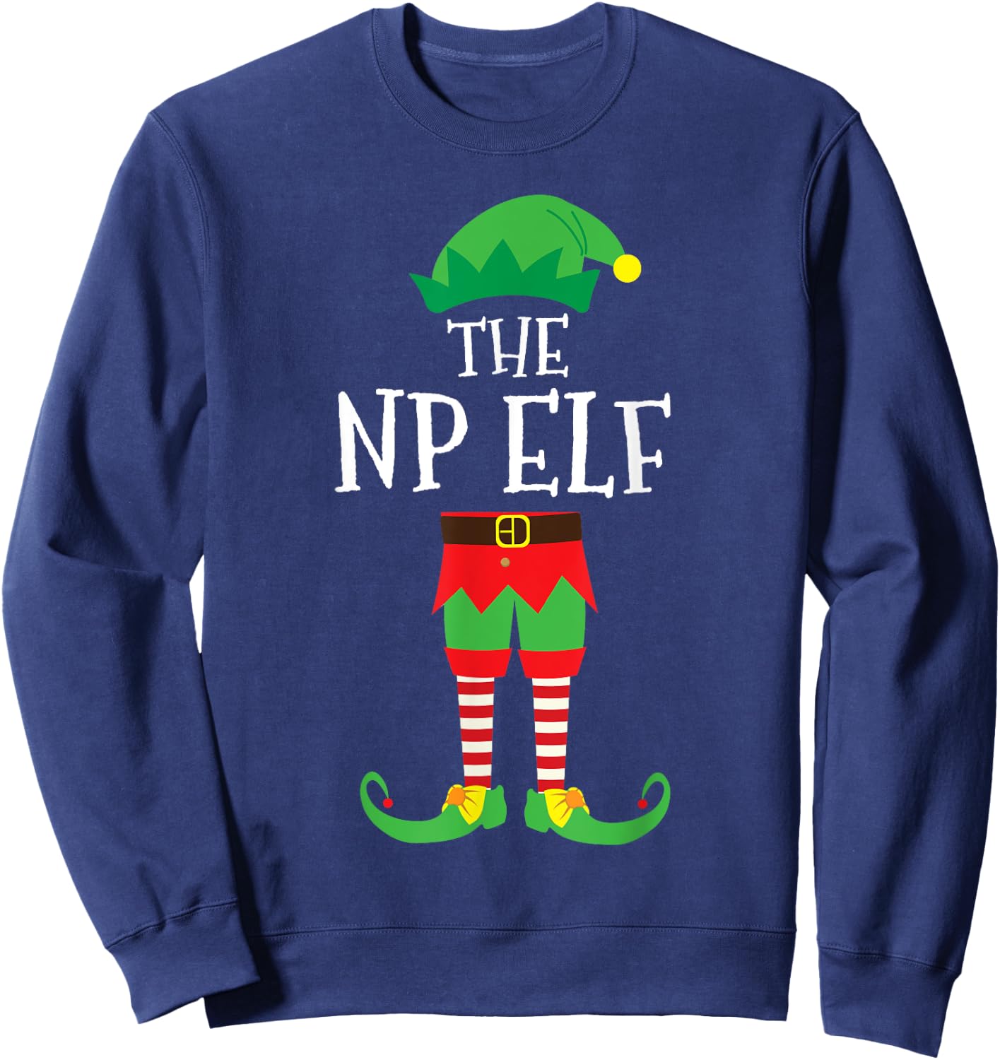 NP Nurse Practitioner Elf Matching Christmas Party Pajama Sweatshirt - Sweatshirt | Navy