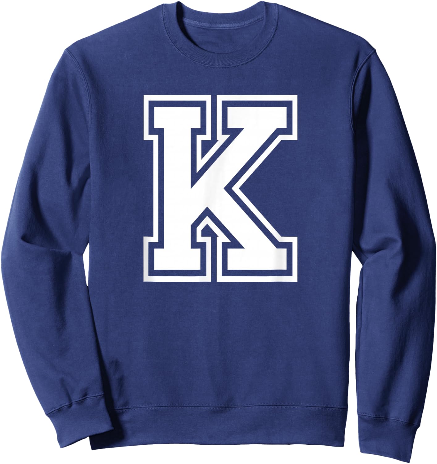 Letter K Name Initial Varsity Alphabet Monogram Sweatshirt - Sweatshirt | Navy