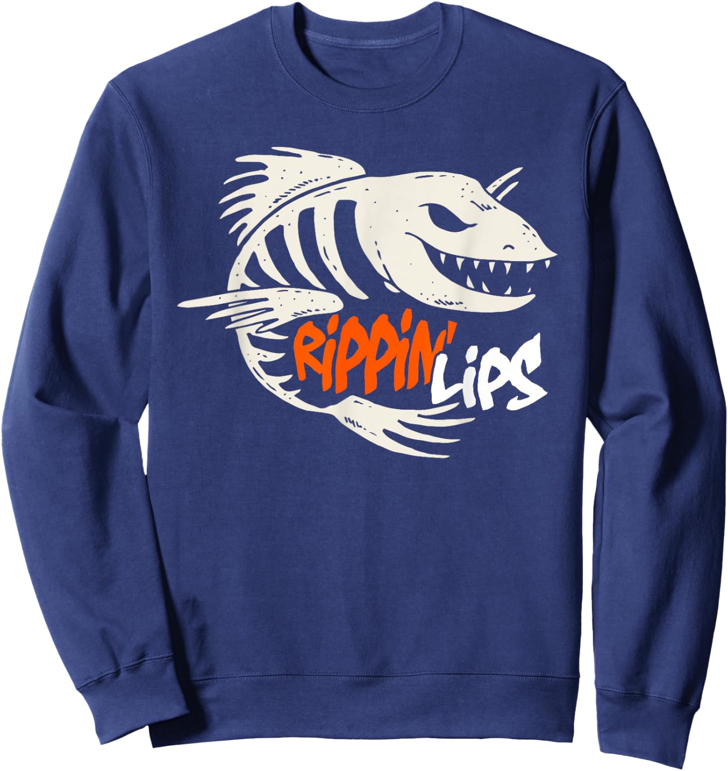Fishing Rippin' Lips Fish Bones T Shirt Sweatshirt - Sweatshirt | Navy