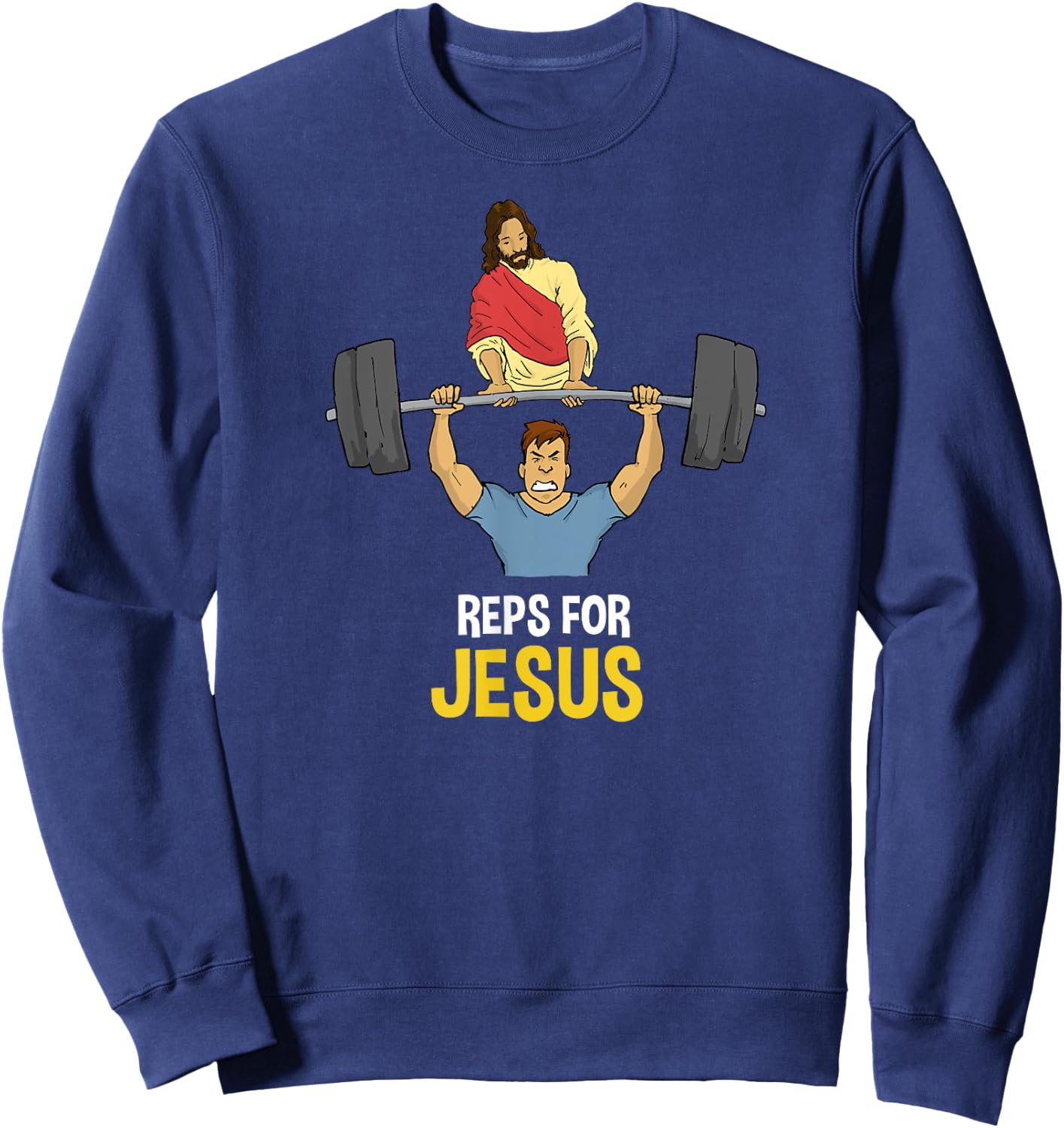 Clever Sloth: Reps For Jesus Weightlifting Gym Workout Sweatshirt - Sweatshirt | Navy
