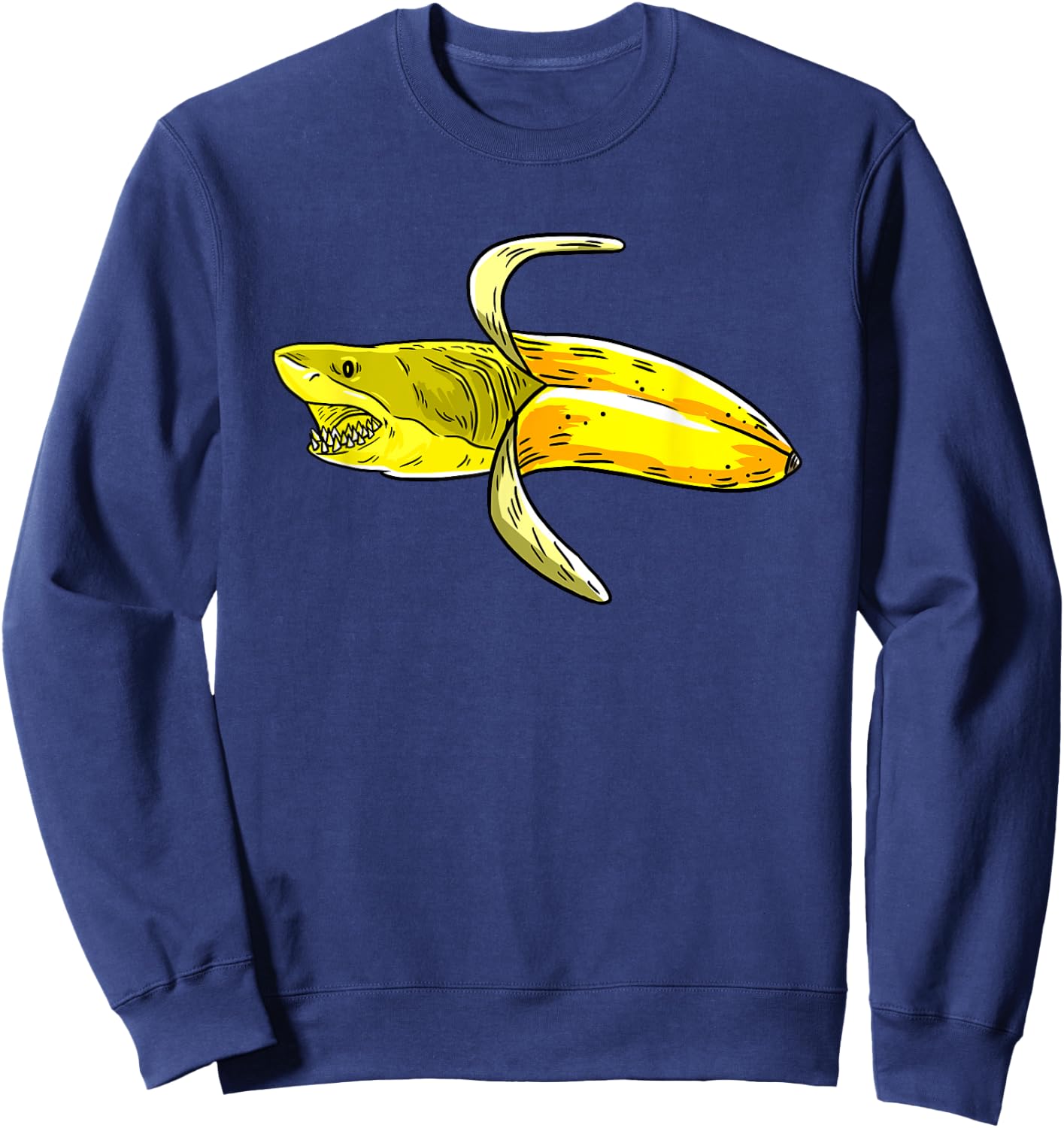 Banana Shark Art Graphic Funny Humor Fruit Pun Lover Gift Sweatshirt - Sweatshirt | Navy