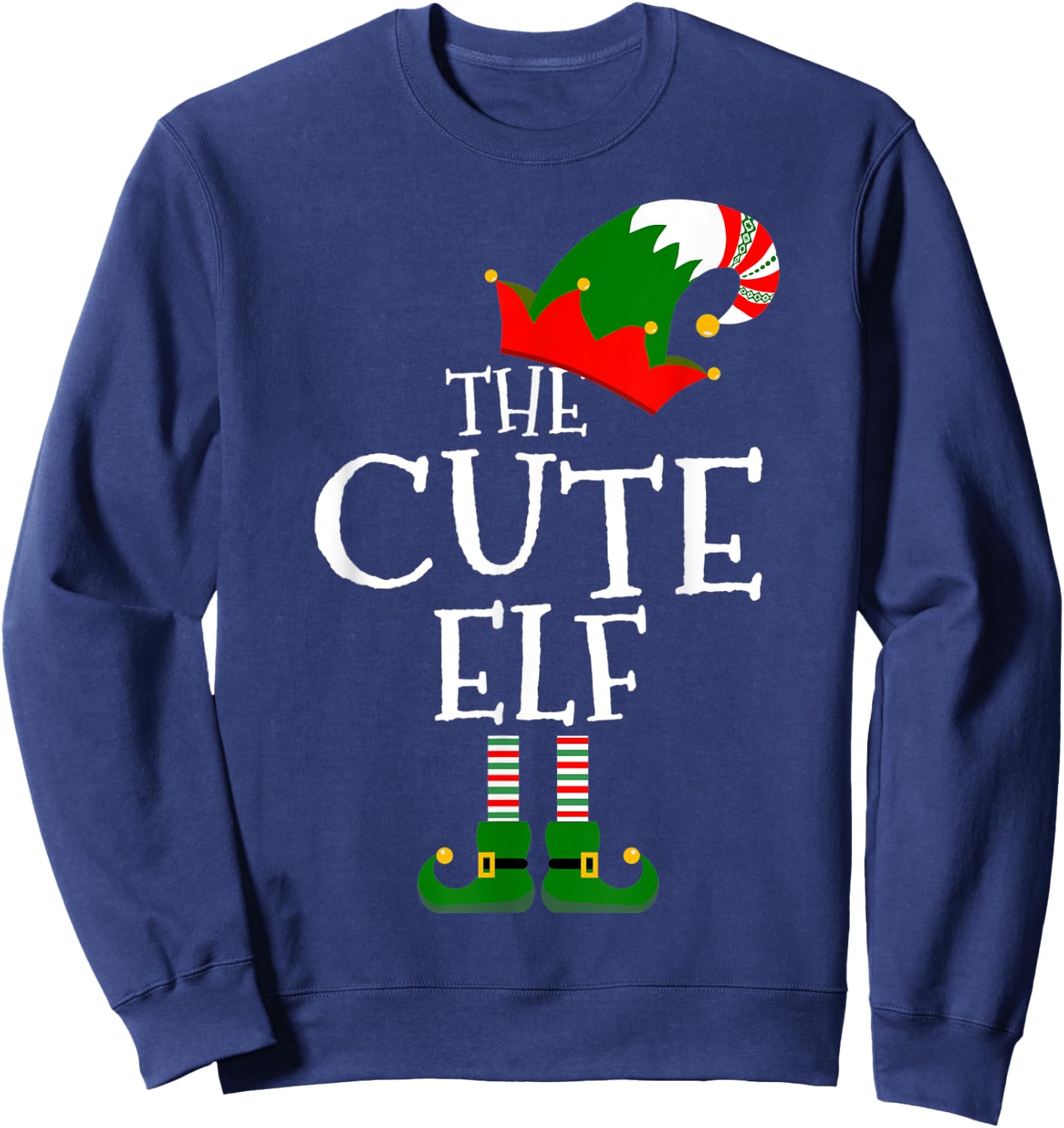 Funny The Cute Elf Matching Family Group Gift Christmas Sweatshirt - Sweatshirt | Navy