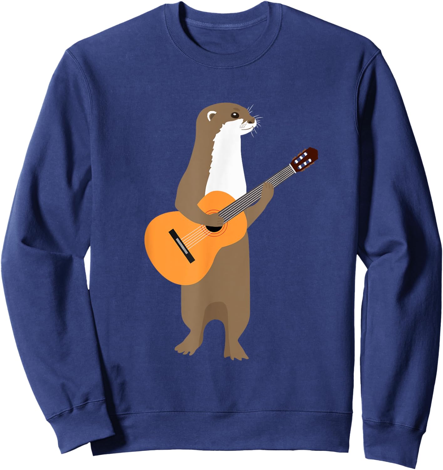Guitar Otter Shirt Animal Kids Guitarist Gift Men Art Outfit Sweatshirt - Sweatshirt | Navy