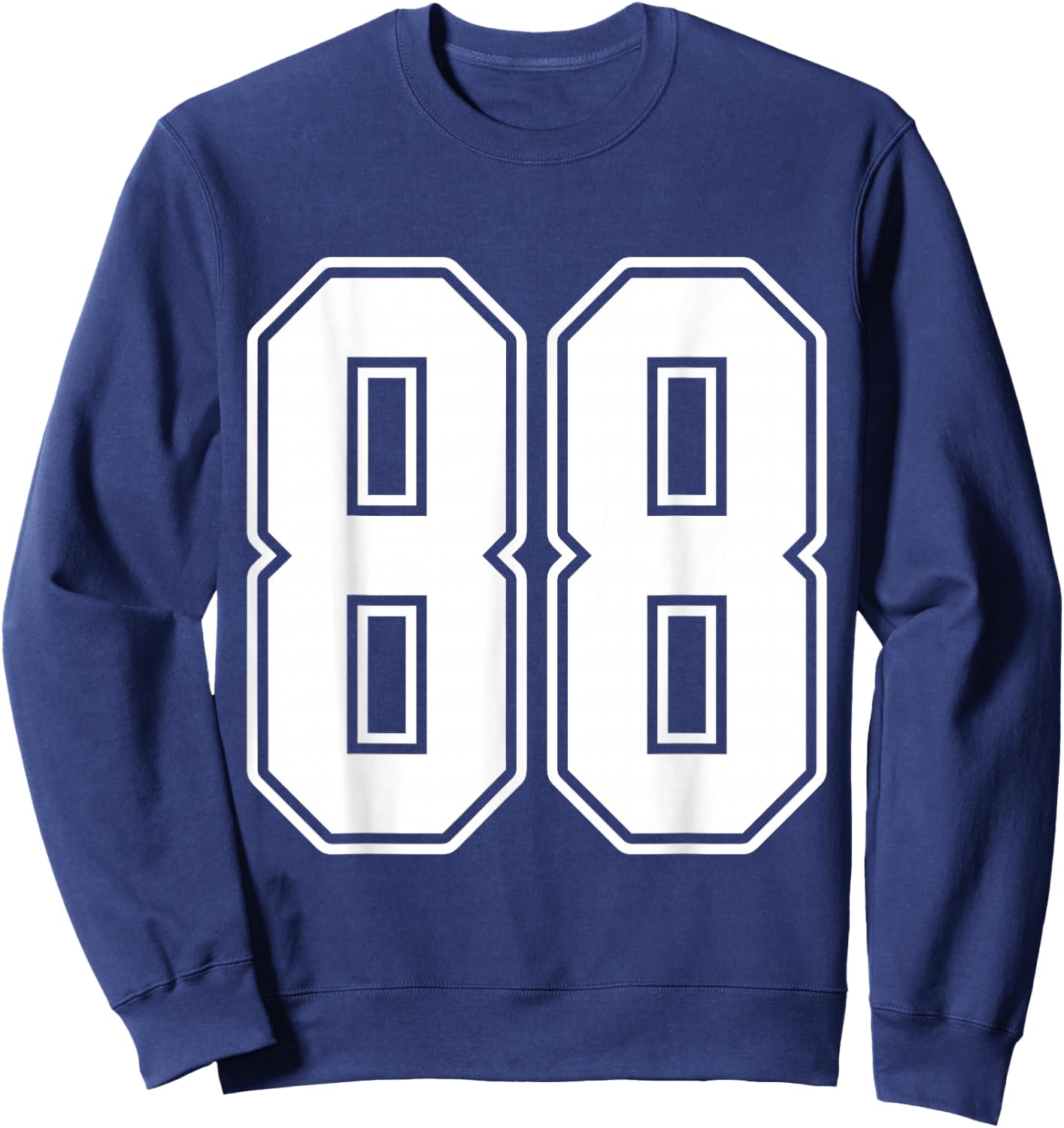 #88 White Outline Number 88 Sports Fan Jersey Style Sweatshirt - Sweatshirt | Navy