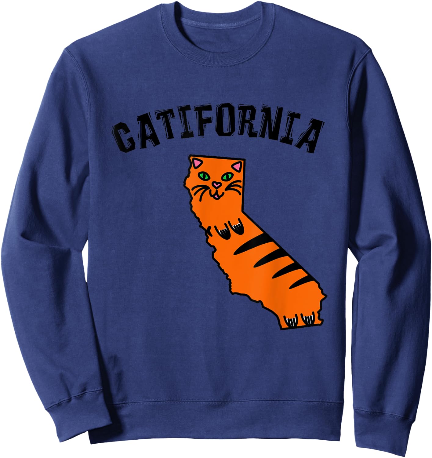 Catifornia California Map Silhouette Cute Cat Funny Kitty Women Kids Sweatshirt - Sweatshirt | Navy
