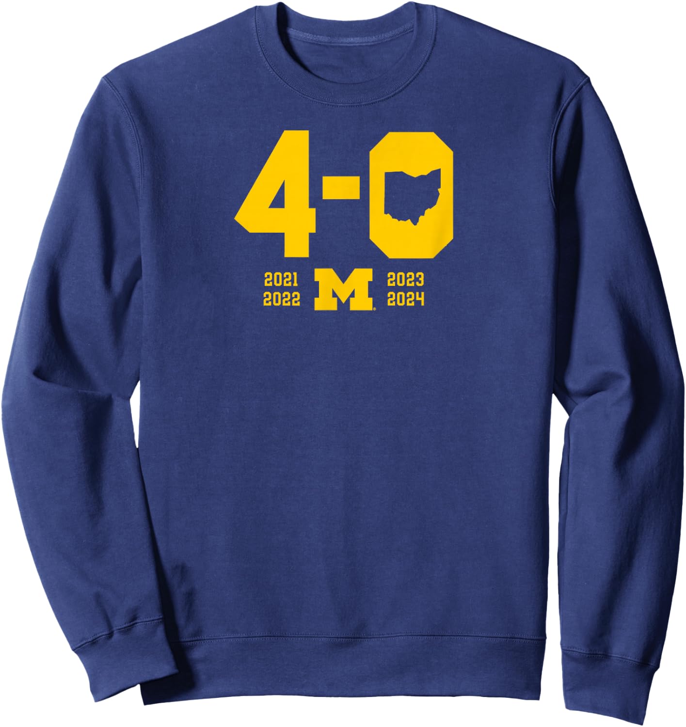 BreakingT 4-0 in The Game Michigan Football - Blue, -Adults, Short Sleeve, , Football Sweatshirt - Sweatshirt | Navy