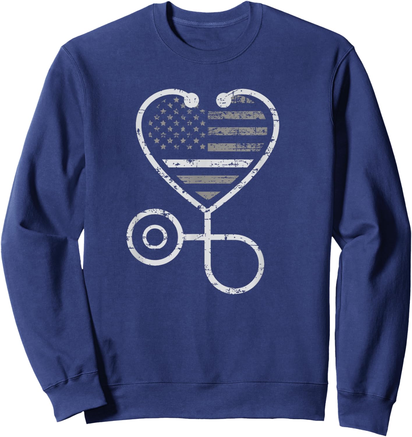 Corrections Nurse Thin Grey Line Heart Flag Sweatshirt - Sweatshirt | Navy