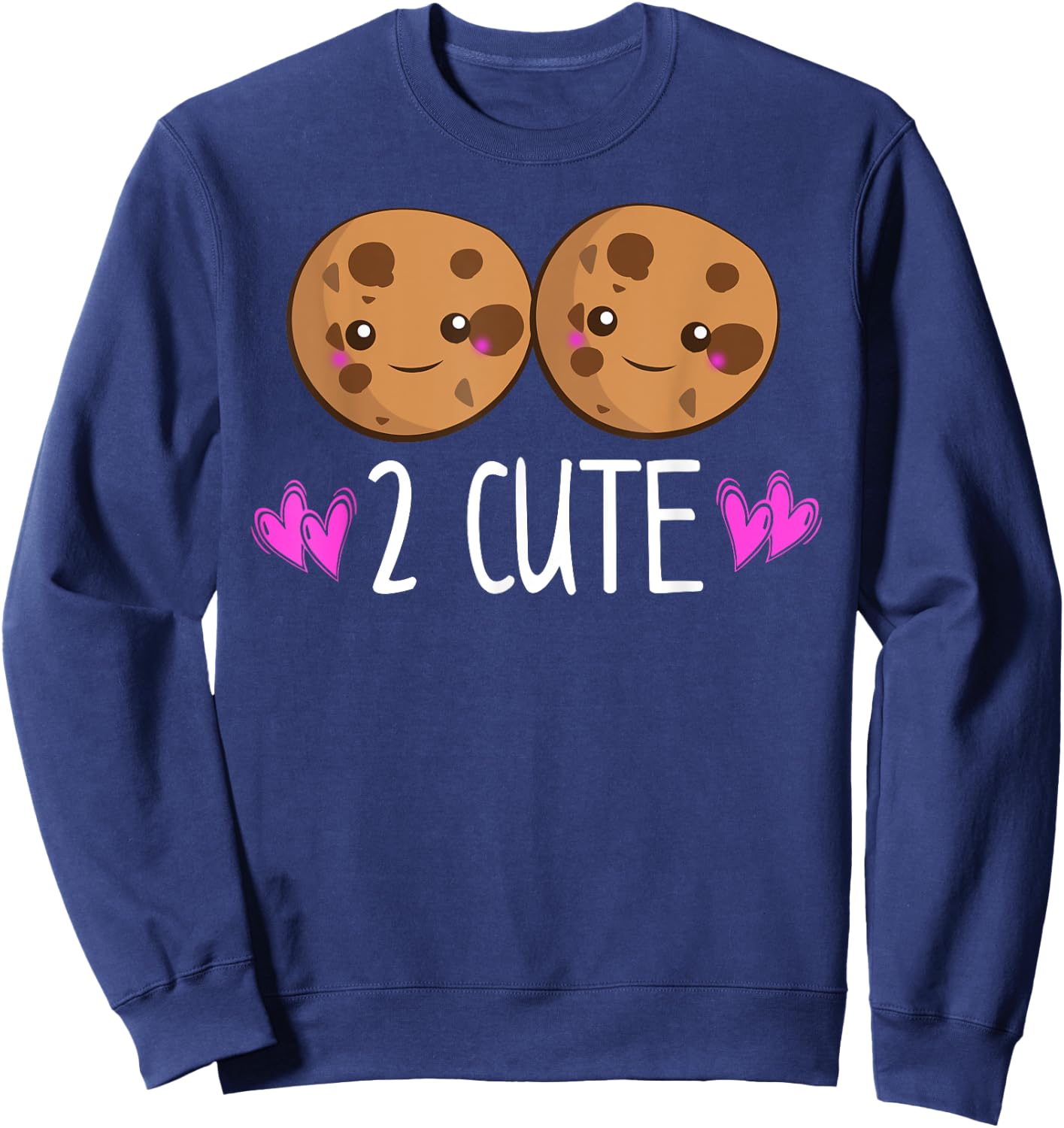 Cookies 2 CUTE Girls Kids Toddler Twins Women Kawaii Lover Sweatshirt - Sweatshirt | Navy