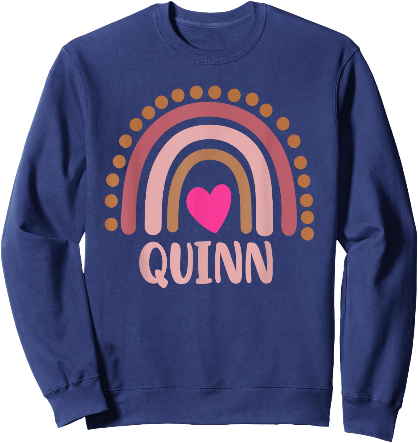 Quinn Name Cute Personalized Heart Love Rainbow Sweatshirt - Sweatshirt | Navy