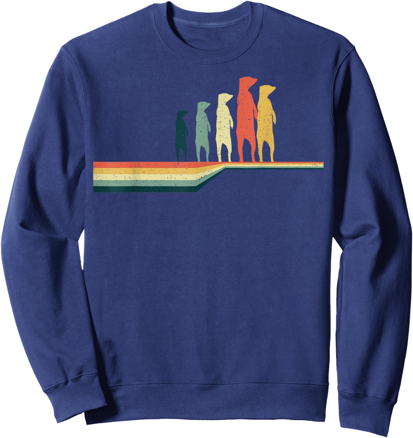 MEERKAT Vintage Retro Style Cute Pet Gifts Sweatshirt - Sweatshirt | Navy