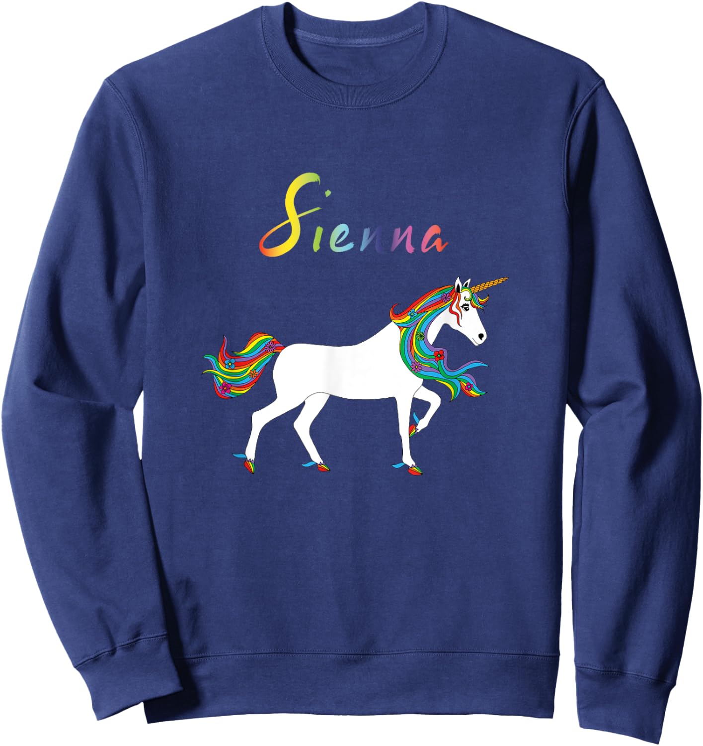 Sienna Personalized First Name Unicorn Sweatshirt - Sweatshirt | Navy