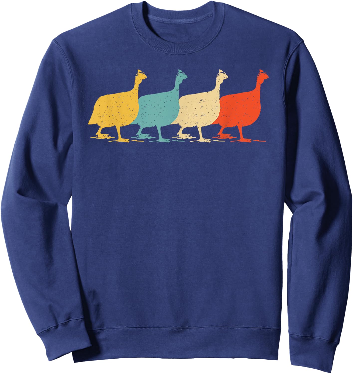 Guinea Fowl Vintage Retro Pearl hen Bird Lover 60s 70s Gift Sweatshirt - Sweatshirt | Navy