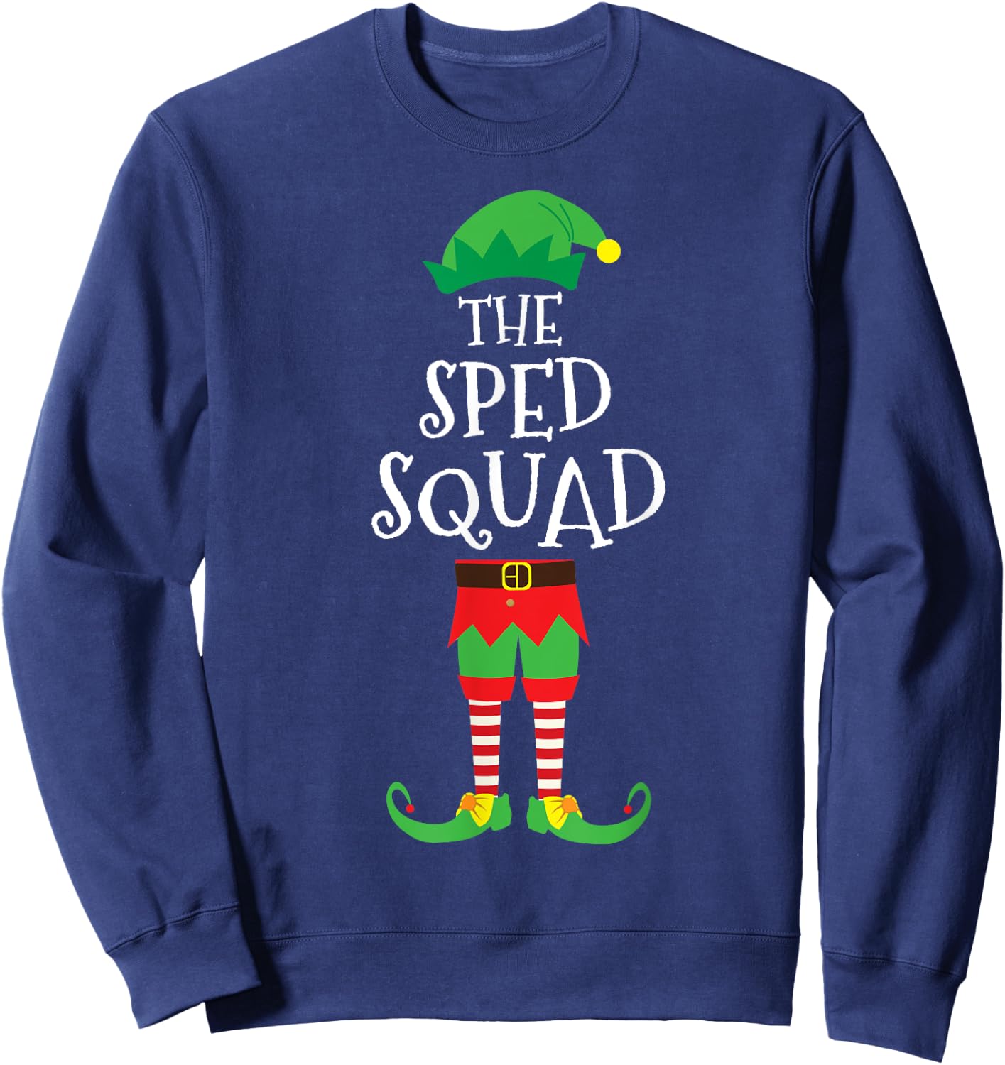 SPED Squad Elf Teacher Matching Christmas Party Pajama Sweatshirt - Sweatshirt | Navy