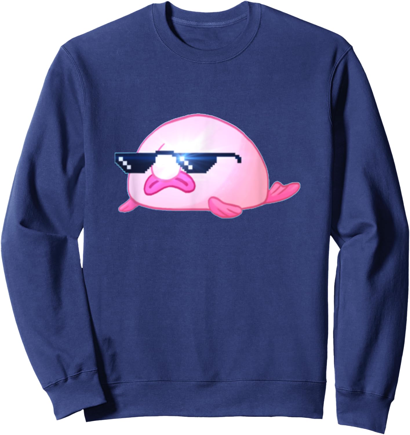 Cool Blobfish T Shirt With Sunglasses Sweatshirt - Sweatshirt | Navy