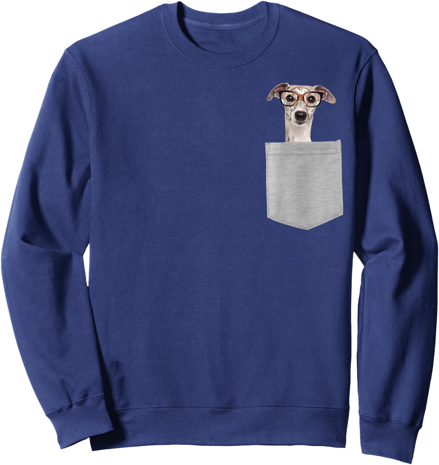 Dog in Your Pocket Greyhound with Glasses on Women Girls Kids Sweatshirt - Sweatshirt | Navy