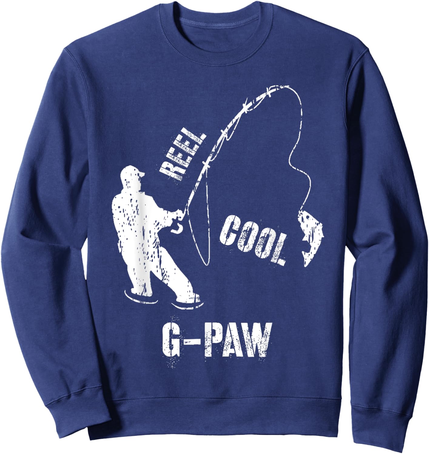 Vintage Reel Cool G-Paw Fishing Fisherman Grandfather Gift Sweatshirt - Sweatshirt | Navy