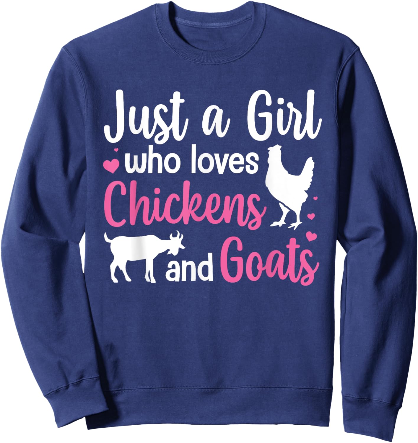 Cool Chicken Goat Design Girls Pygmy Goat Lover Sweatshirt - Sweatshirt | Navy
