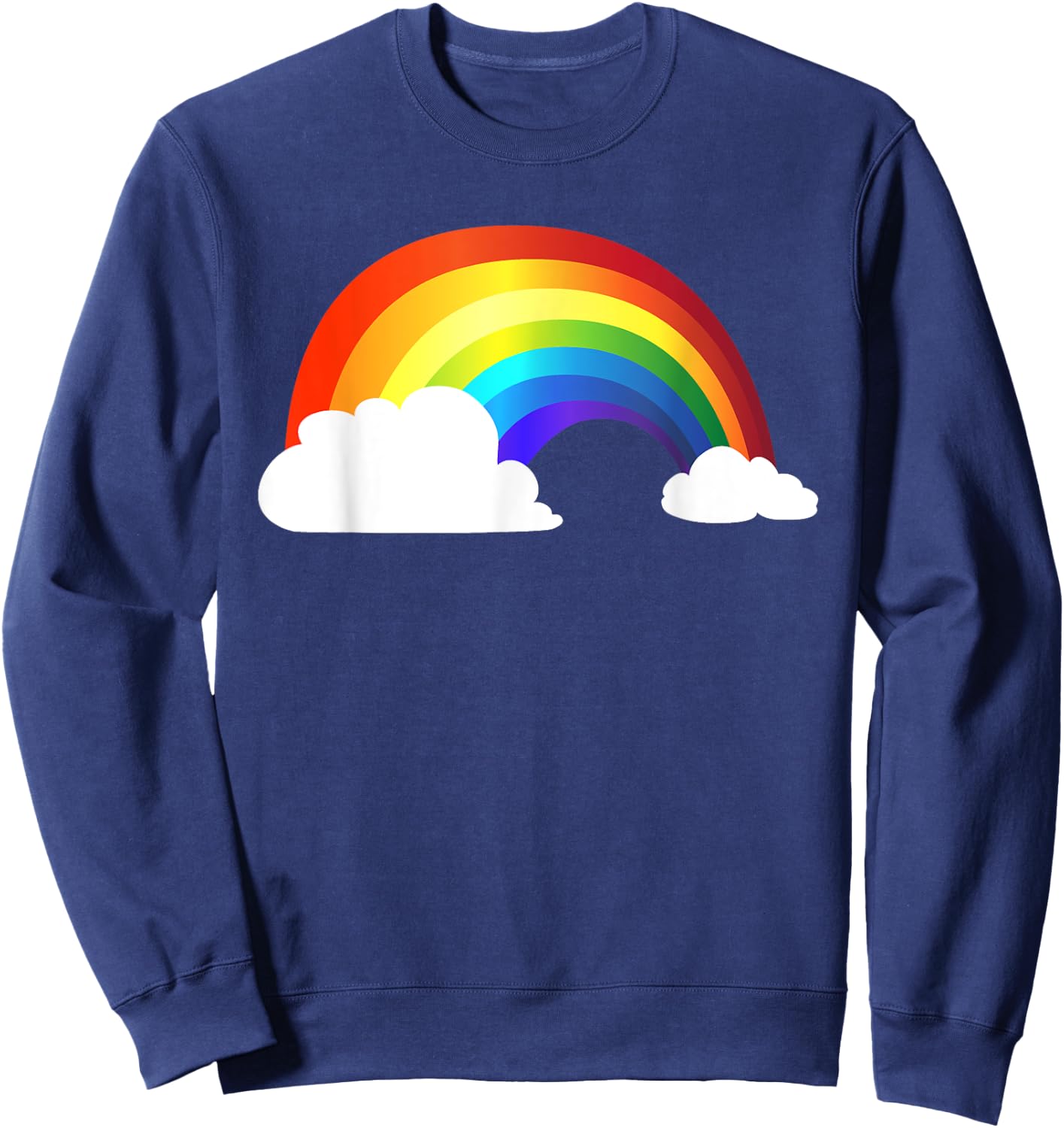 Rainbow - Shiny Rainbow in the Clouds Sweatshirt - Sweatshirt | Navy