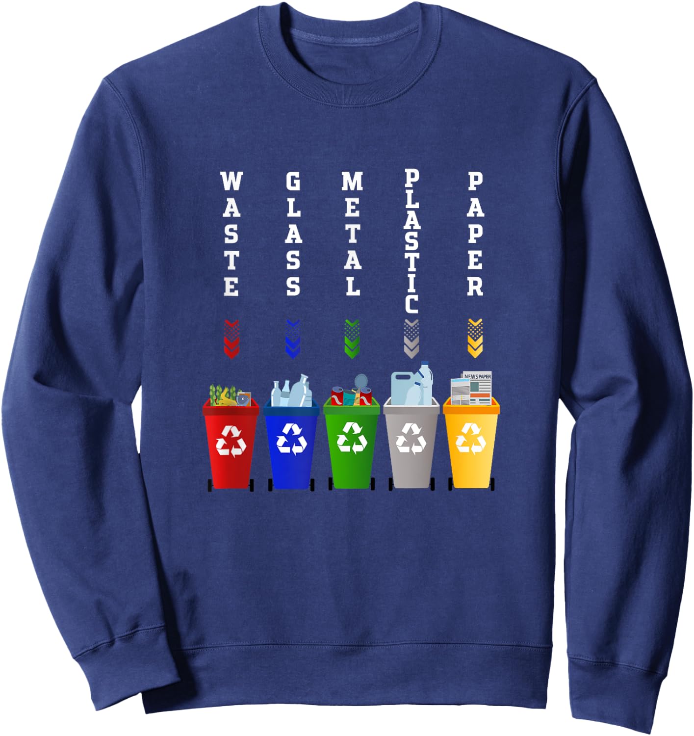 Recycling Trash Sorting bins Sweatshirt - Sweatshirt | Navy