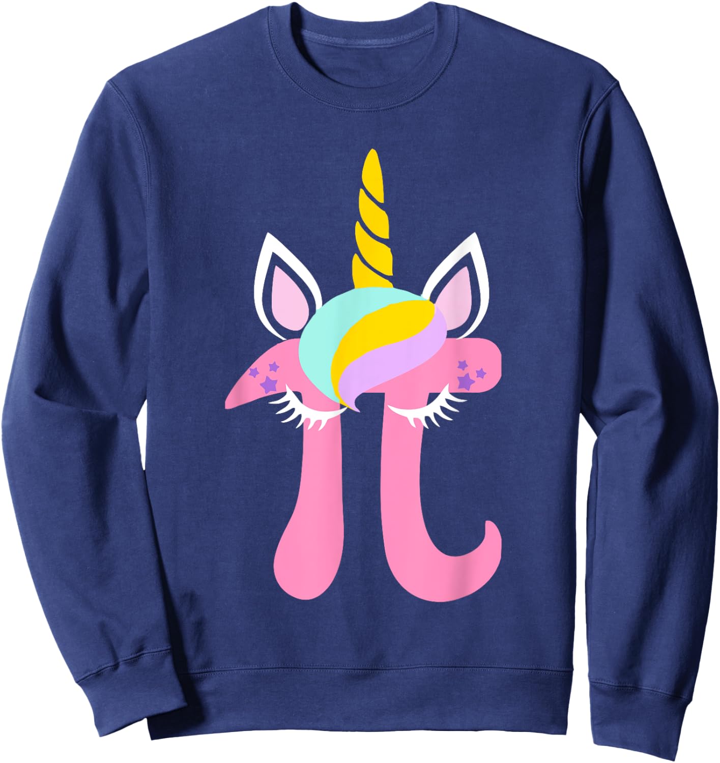 Unicorn Pi Symbol Funny Math Nerd Women Kids T Shirt Sweatshirt - Sweatshirt | Navy