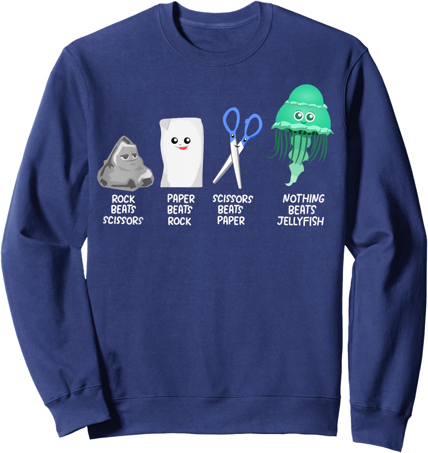 Kids Rock Paper Scissors Jellyfishes Dress Gift Jellyfish Sweatshirt - Sweatshirt | Navy