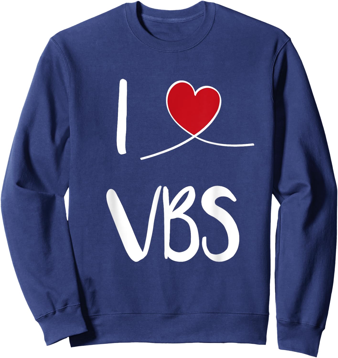 I Love VBS Vacation Bible School 2024 Cute Christian Heart Sweatshirt - Sweatshirt | Navy