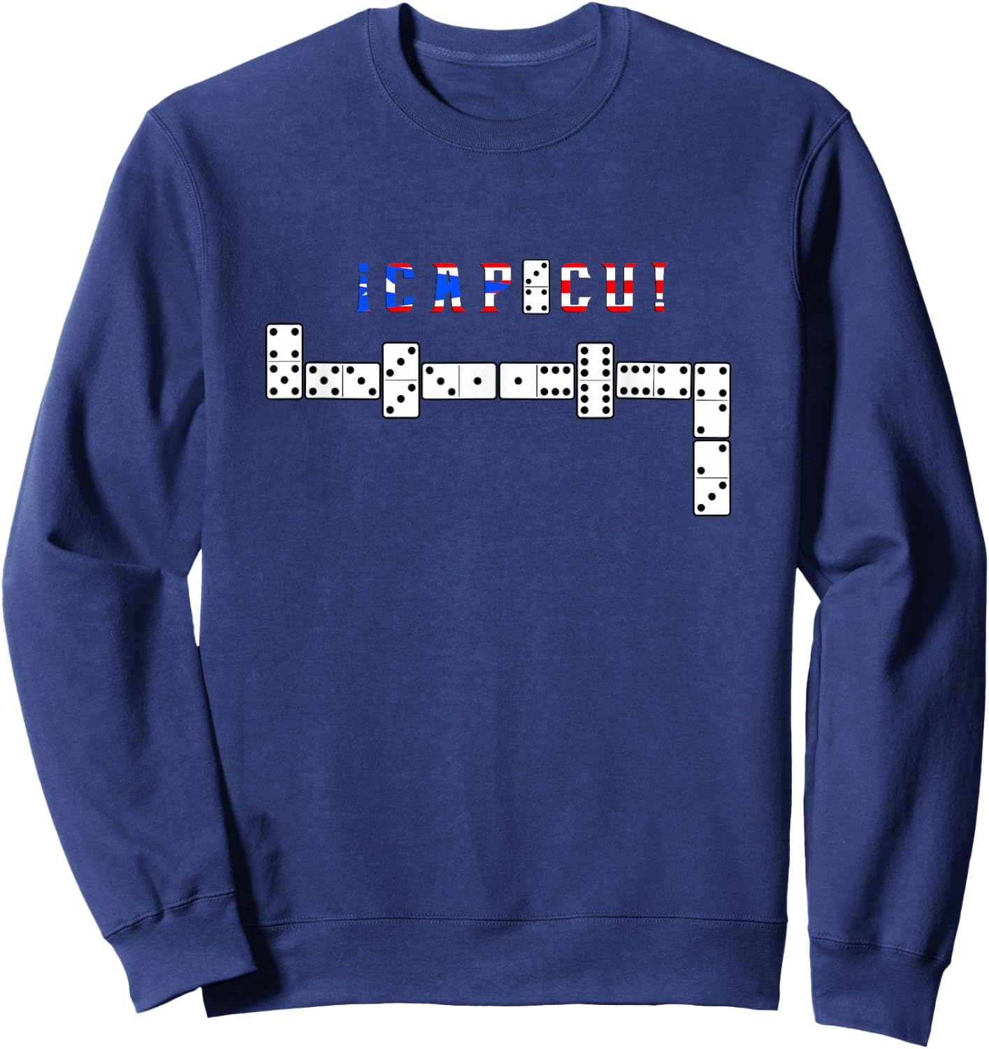 Dominoes Player Gifts By Vibes Capicu Dominoes - Black, -Adults, Short Sleeve, Small Sweatshirt - Sweatshirt | Navy