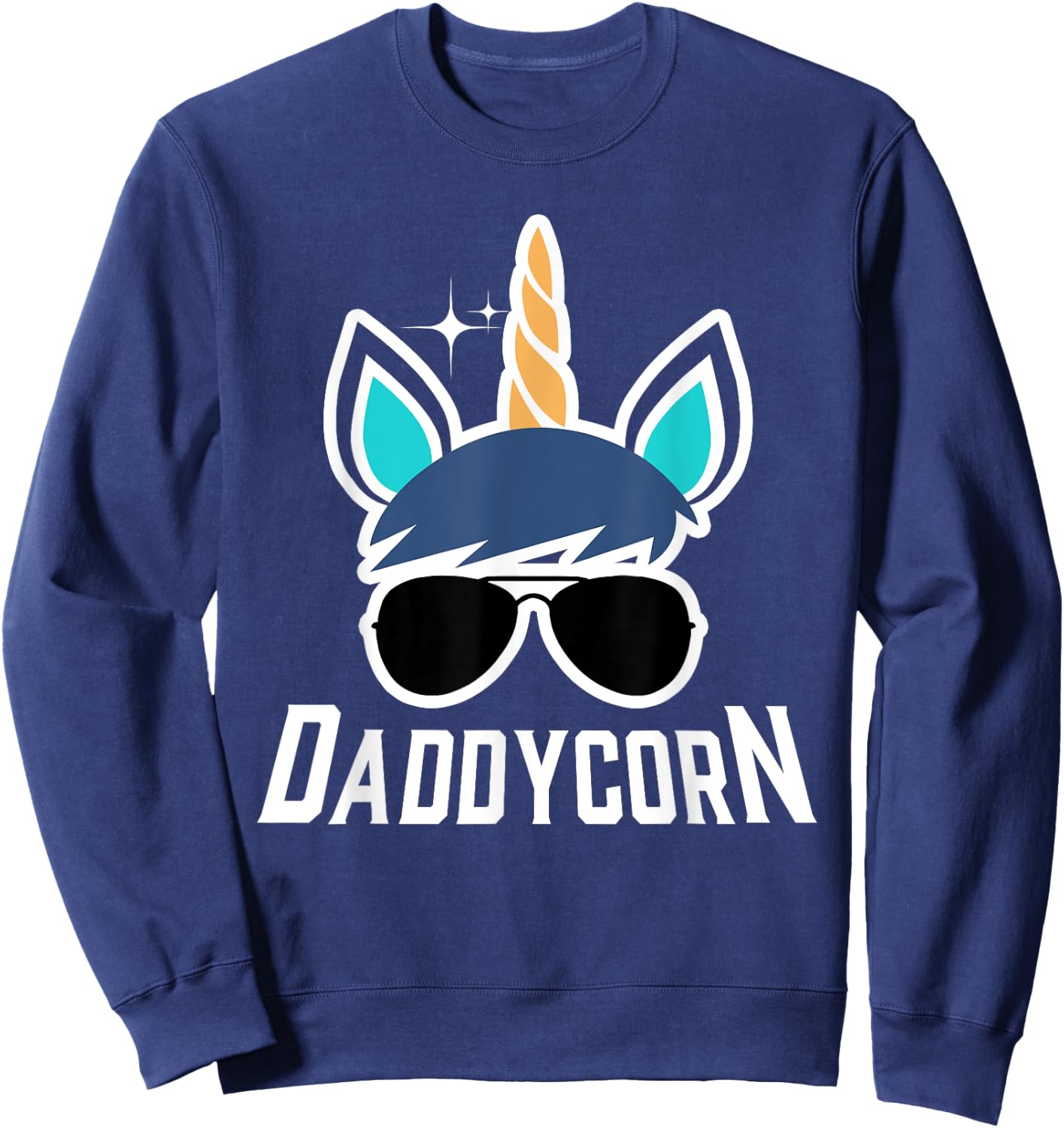 Daddycorn Unicorn Daddy And Baby Father's Day Sweatshirt - Sweatshirt | Navy