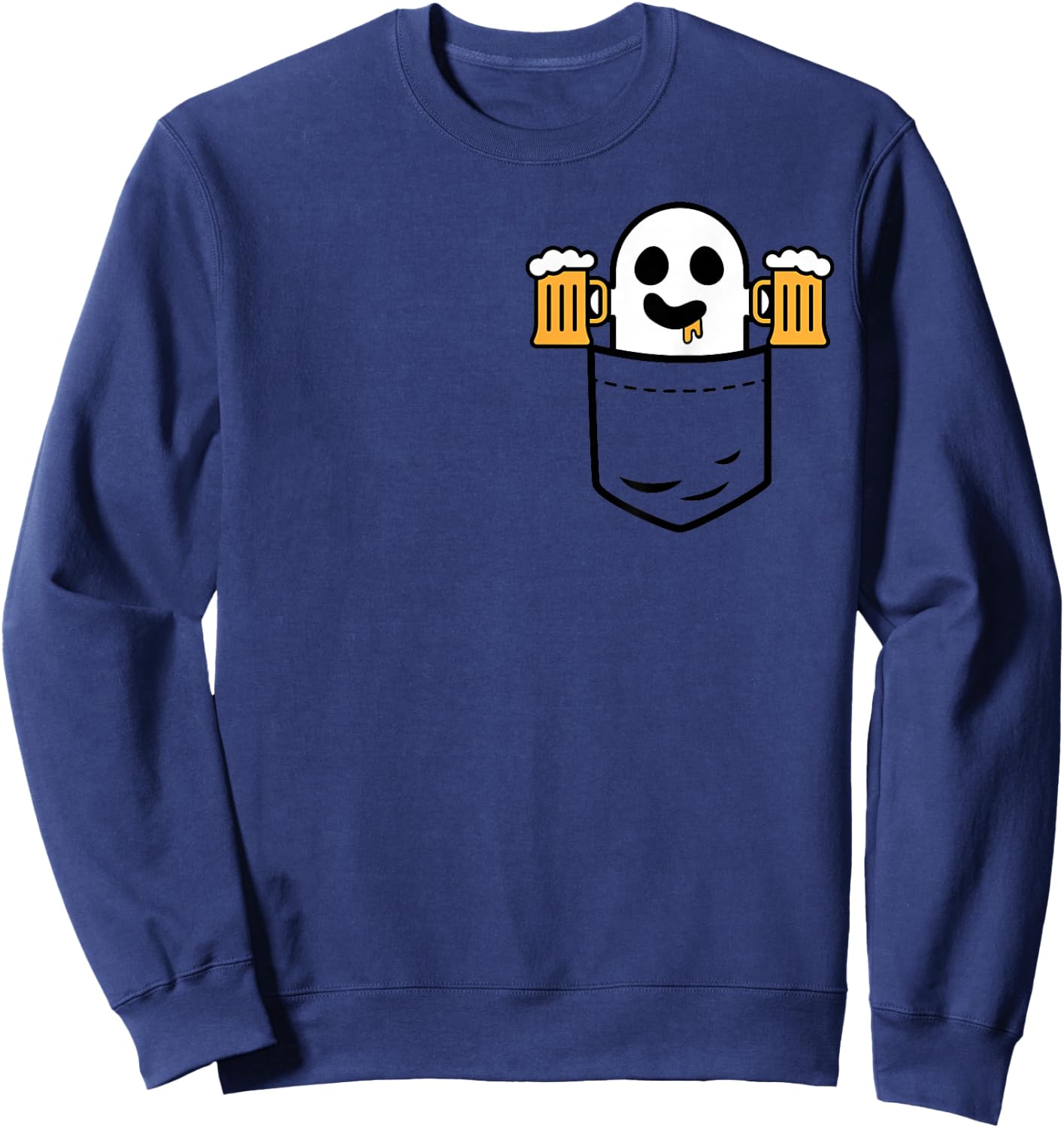 Cute Ghost In Your Pocket Drinking Beer Halloween Costume Sweatshirt - Sweatshirt | Navy