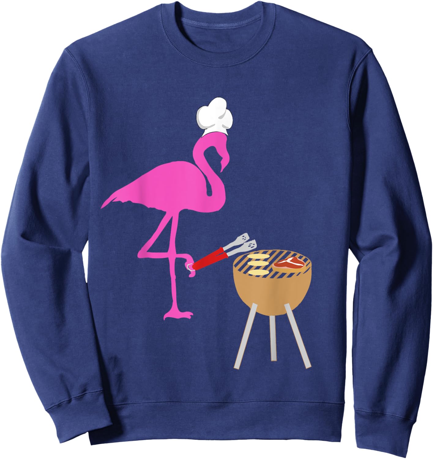 BBQ Flamingo Bird Grilling Cooking Grill Funny Barbecue Sweatshirt - Sweatshirt | Navy