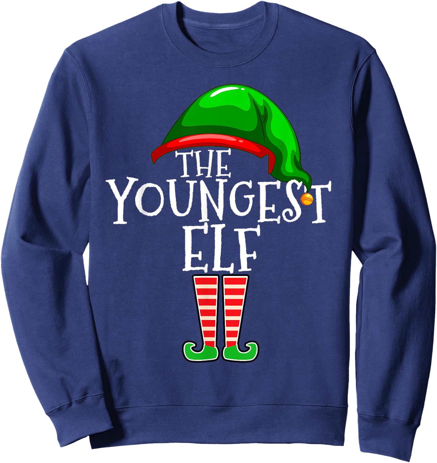 The Youngest Elf Family Matching Group Christmas Gift Funny Sweatshirt - Sweatshirt | Navy