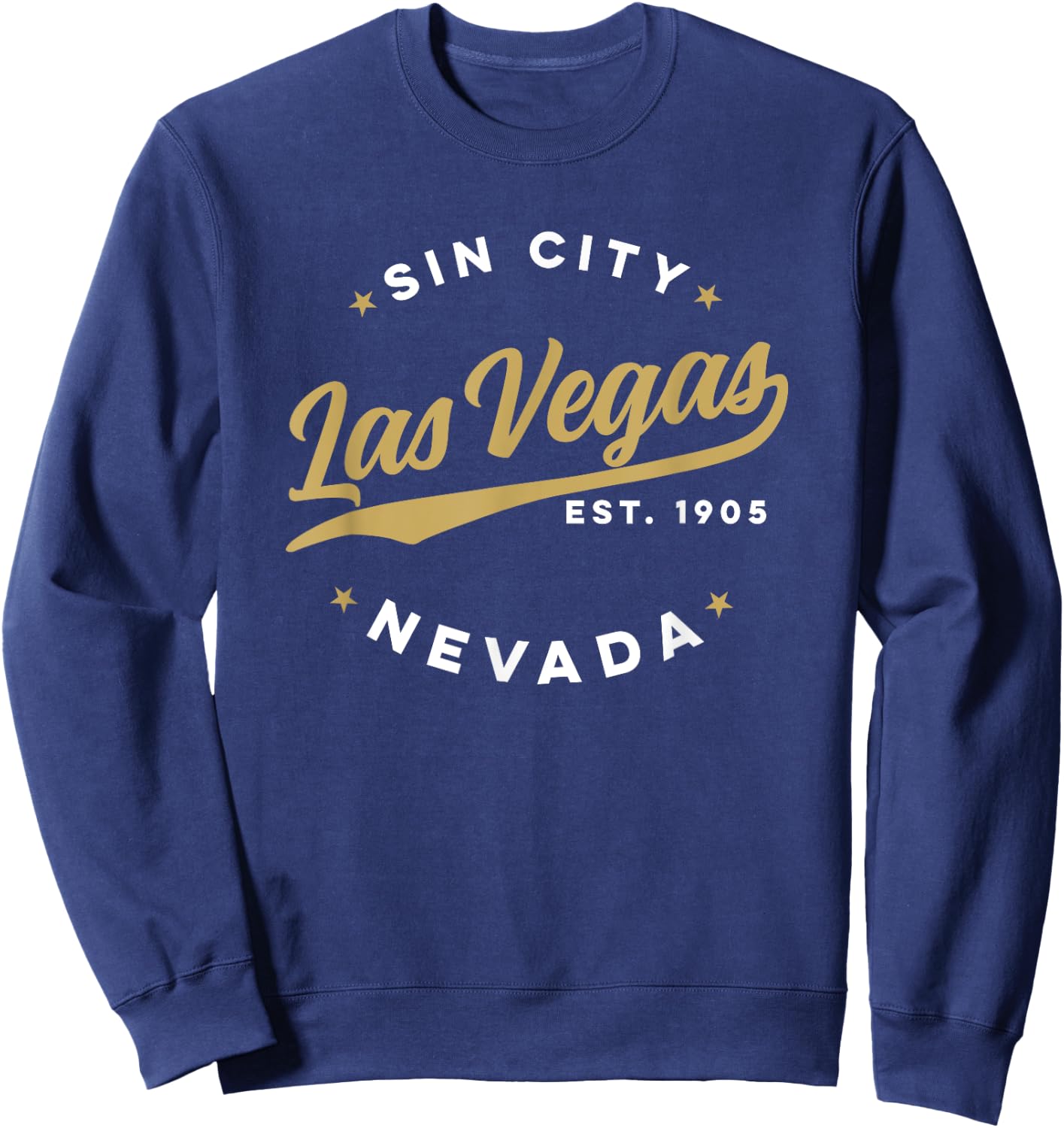 Classic Retro USA City Vintage Las Vegas Sin City Nevada Glam Text Sweatshirt - Sweatshirt | Navy