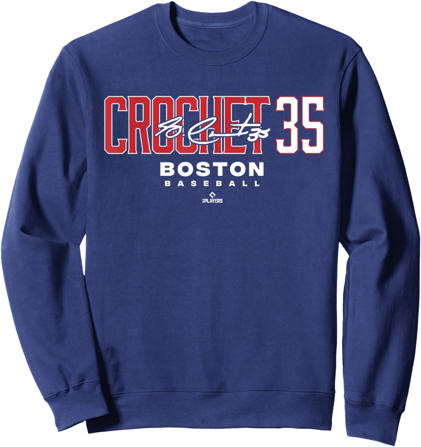 Name Number City Garrett Crochet 35 Boston Baseball MLBPA Sweatshirt - Sweatshirt | Navy