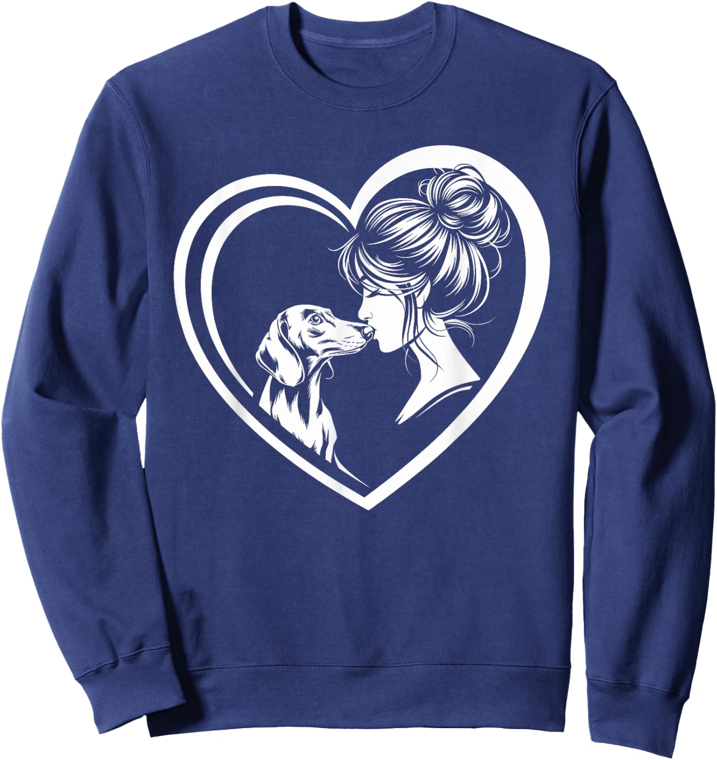 Dachshund Mom Dog Art Valentine's Day Heart Sweatshirt - Sweatshirt | Navy