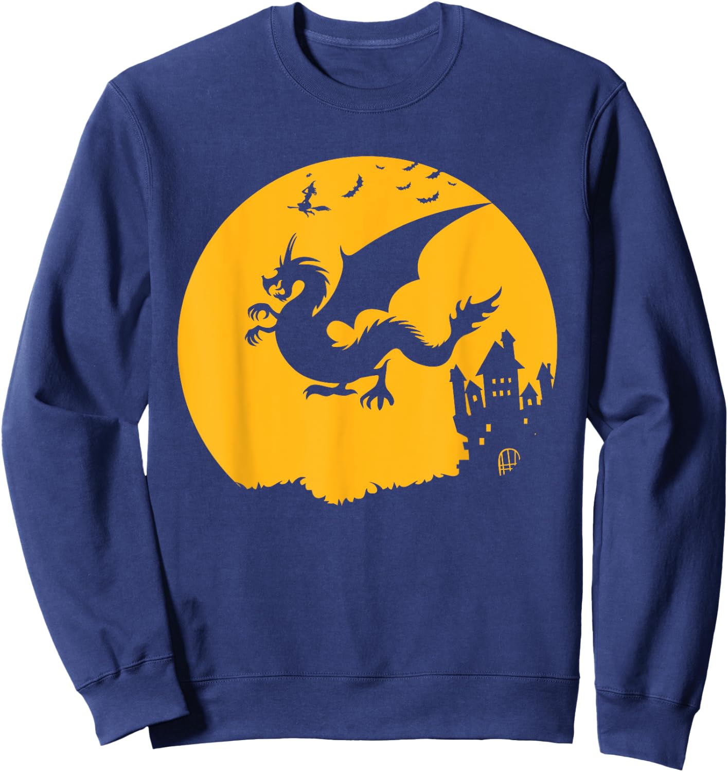 Dragon Halloween Bats Witch Haunted House Design Sweatshirt - Sweatshirt | Navy