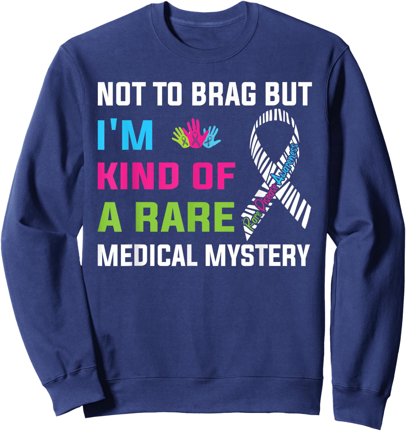 Rare Disease Awareness Day 2025 Rare Genes Zebra Ribbon Sweatshirt - Sweatshirt | Navy