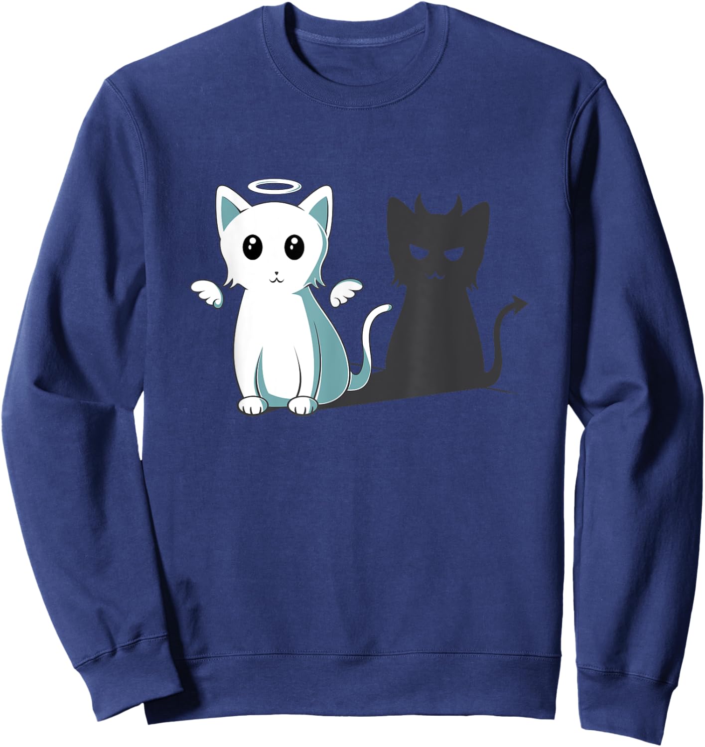Purr Evil Devil Cat Happy Halloween Cat Angel Devil Kitten Men Women Kids Sweatshirt - Sweatshirt | Navy