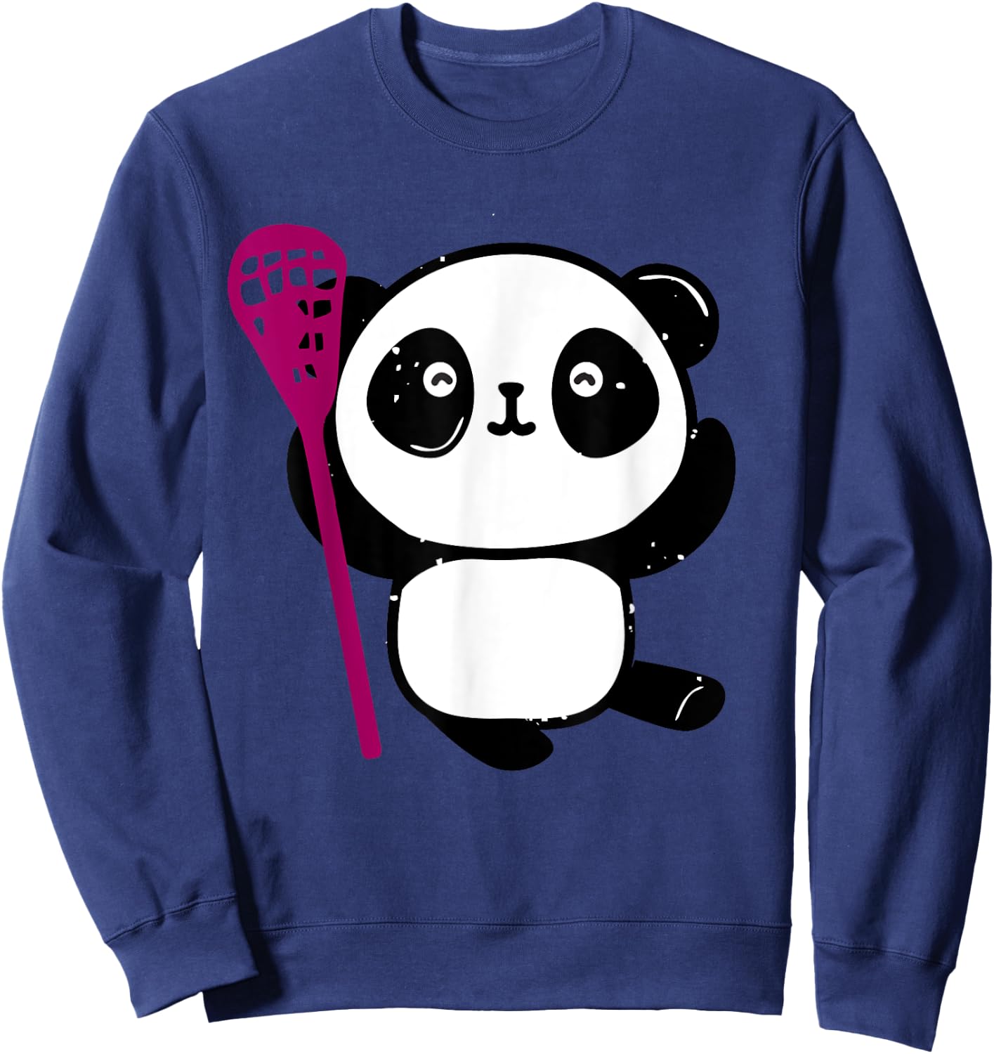 Cute Lacrosse Girl Panda with Lax Stick Lacrosse Sweatshirt - Sweatshirt | Navy