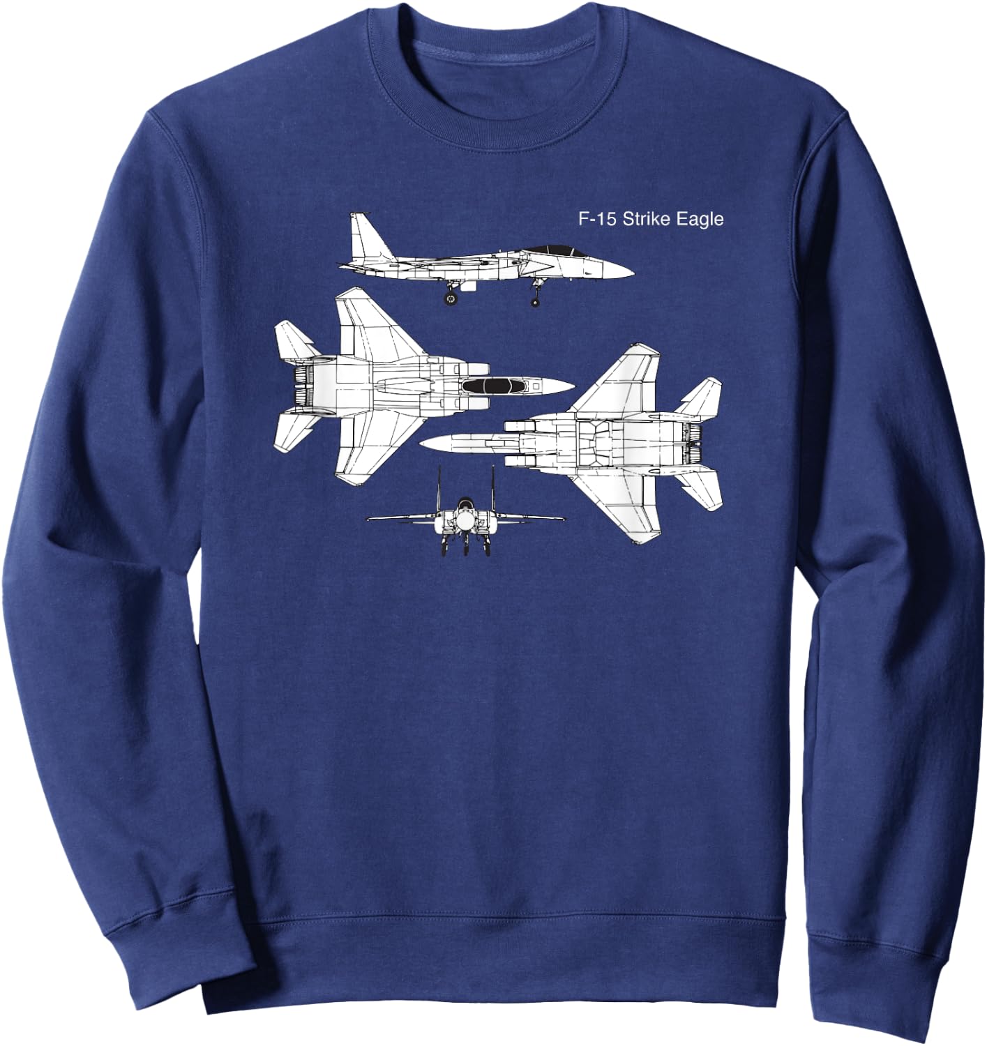 F-15 Strike Eagle Military Aircraft Graphic Design Sweatshirt - Sweatshirt | Navy