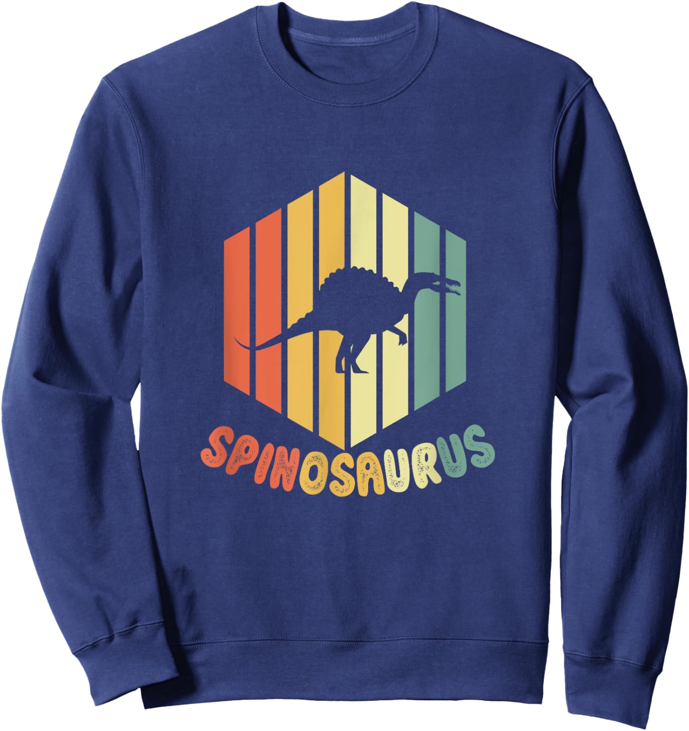 Retro Spinosaurus Dinosaur Paleontolgy Funny Gift Sweatshirt - Sweatshirt | Navy