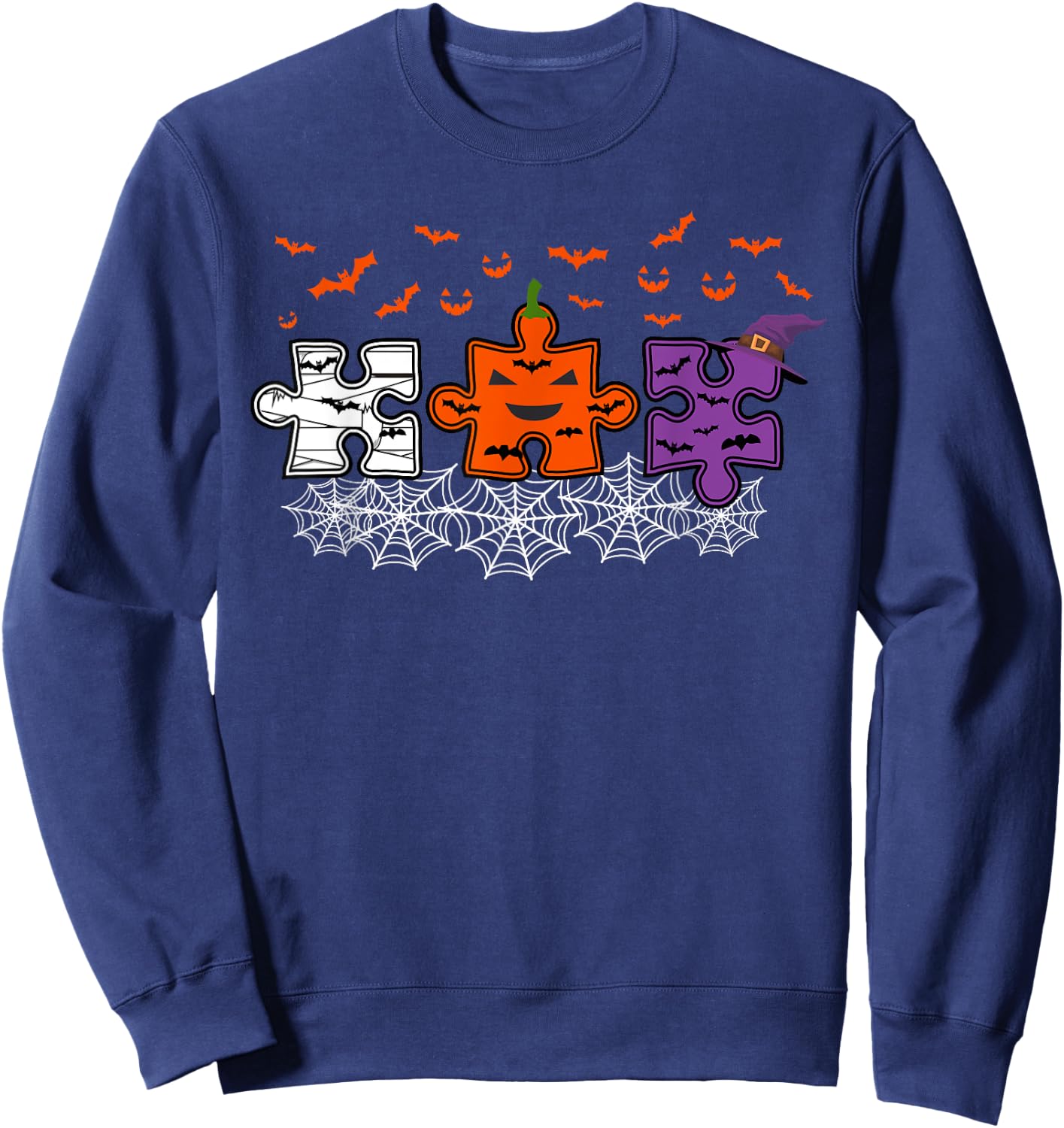 Autism Awareness Puzzle Pieces Scary Halloween Costume Sweatshirt - Sweatshirt | Navy