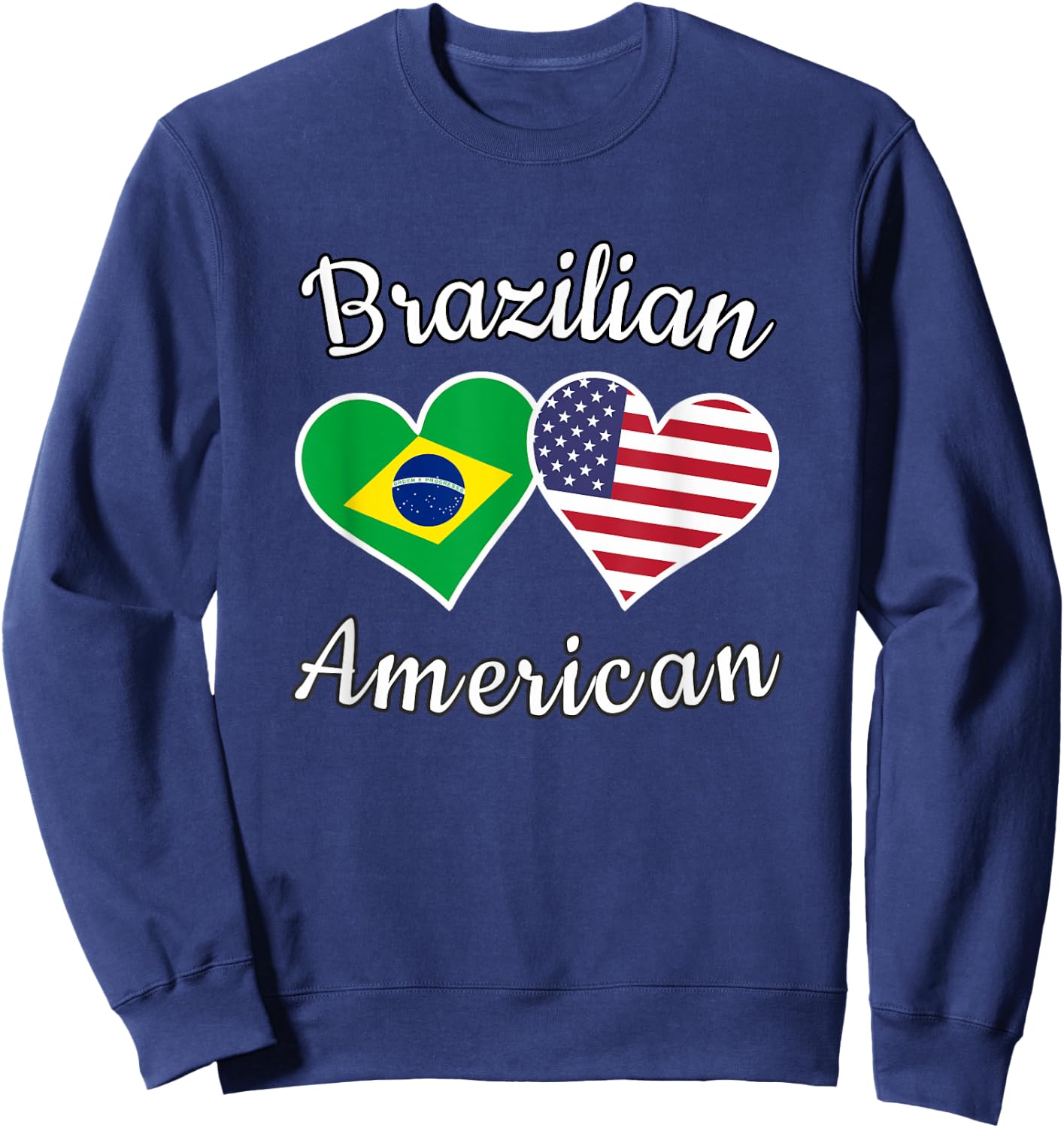 Brazil USA Shirt | Brazilian American Men Women Kids Sweatshirt - Sweatshirt | Navy
