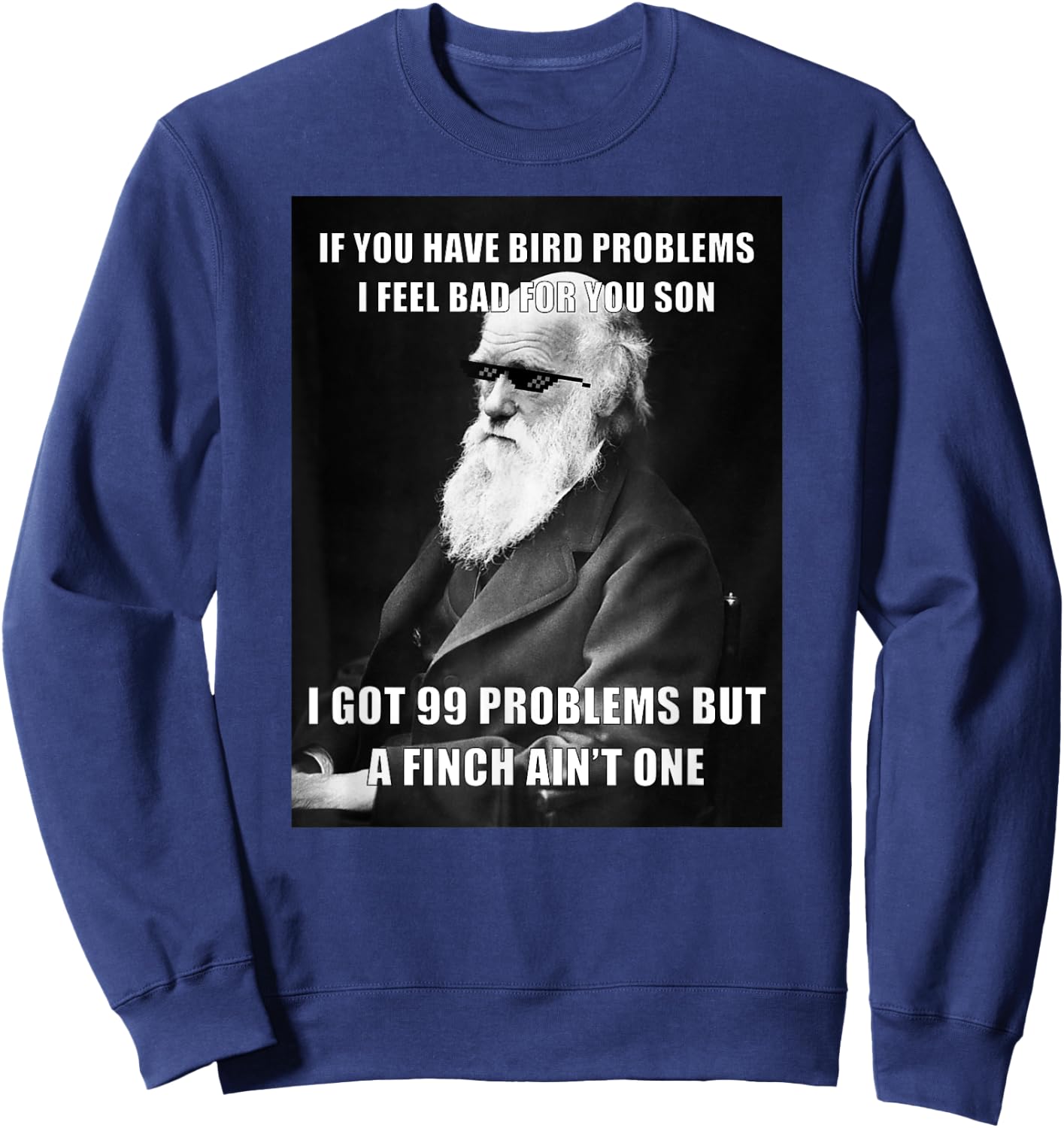 Funny Charles Darwin 99 Problems Meme Science Sweatshirt - Sweatshirt | Navy