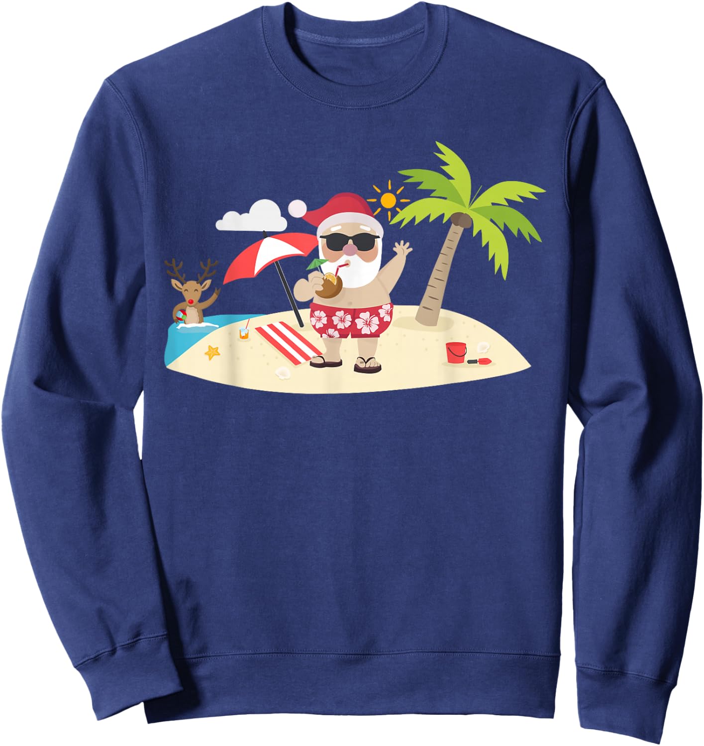 Santa Claus Surfing Hawaiian Sweatshirt - Sweatshirt | Navy
