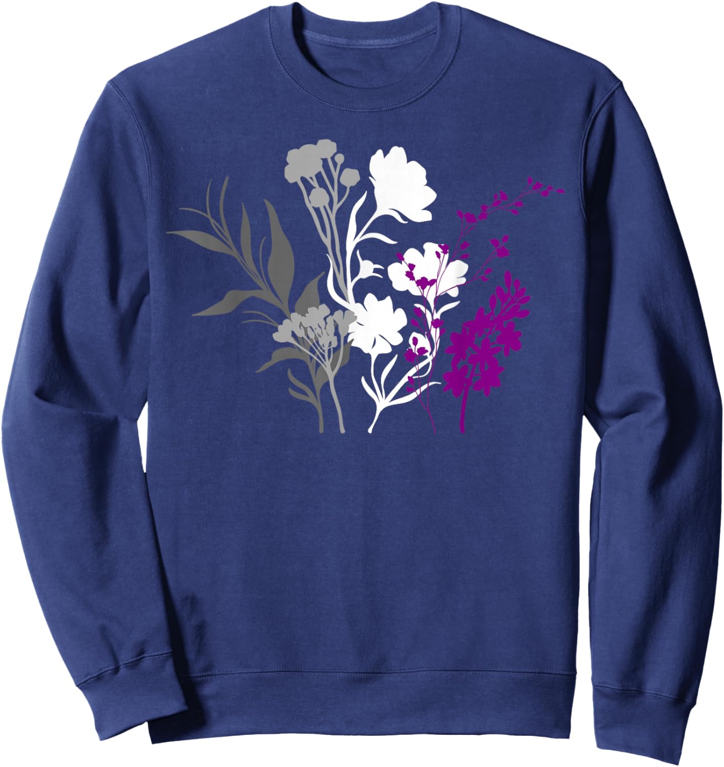 Asexual Pride Elegant Flowers with Ace Flag Sweatshirt - Sweatshirt | Navy