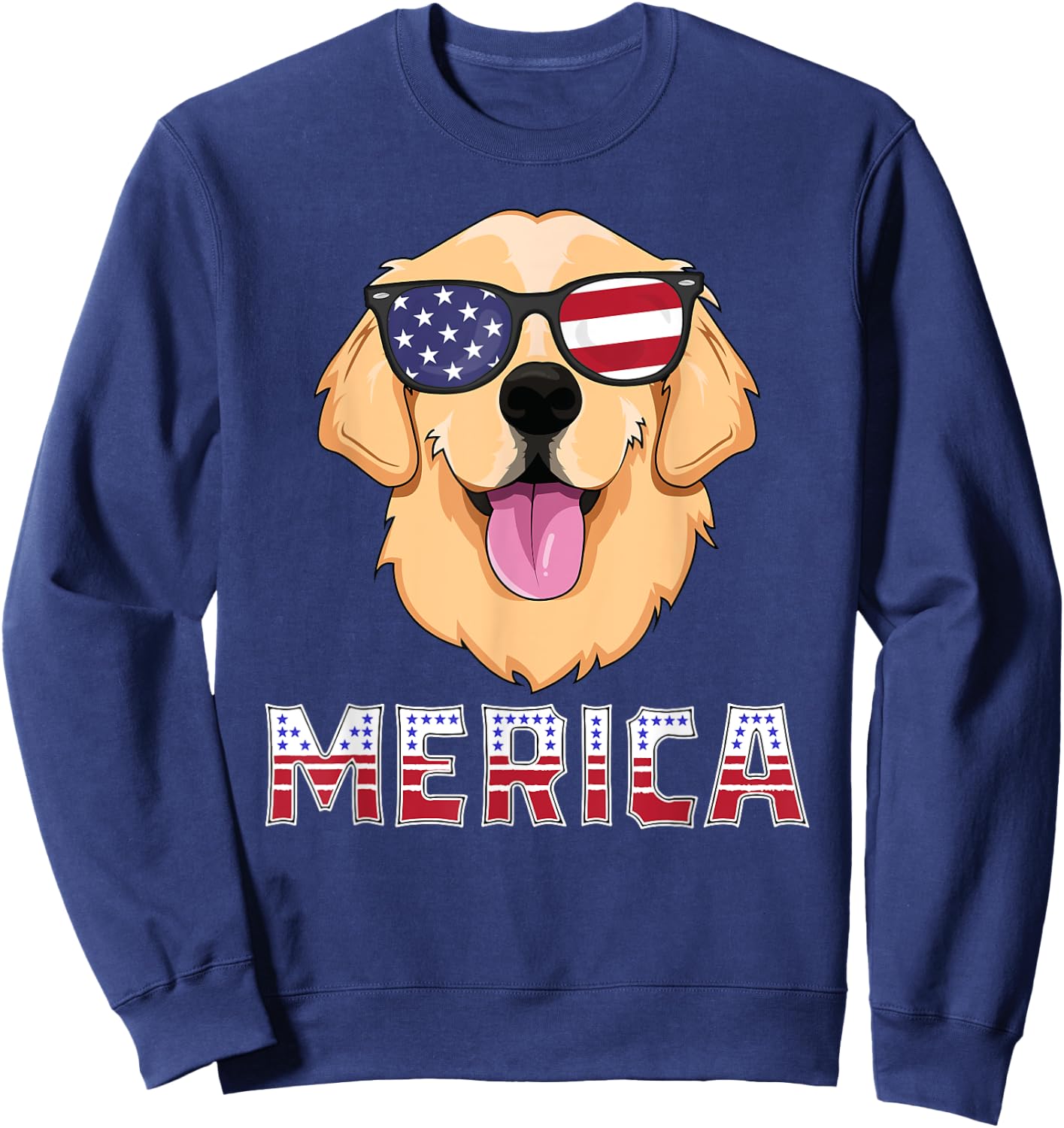 Merica Golden Retriever America USA Dog Sweatshirt - Sweatshirt | Navy