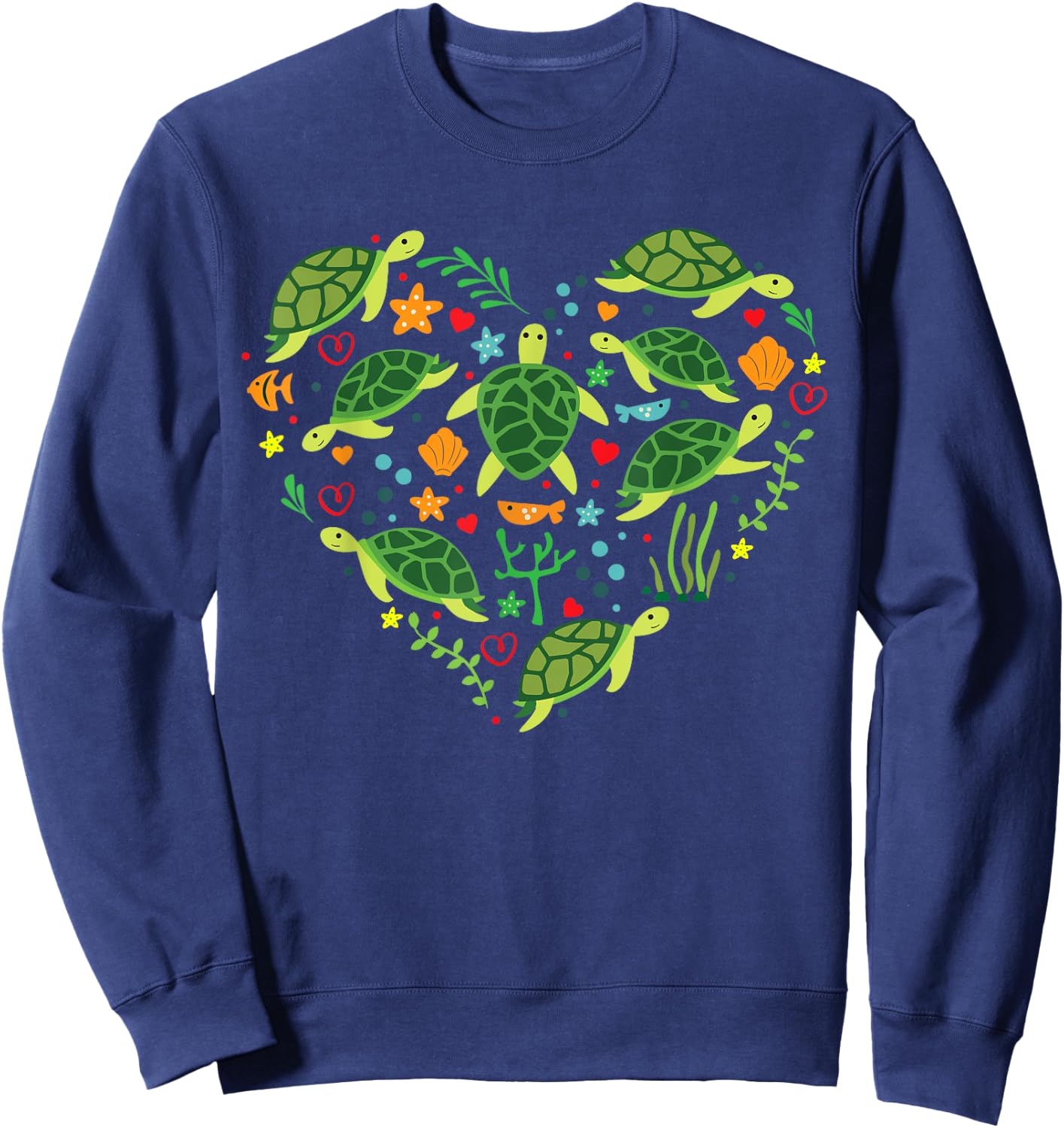 Sea Turtle Heart Valentines Day Lover Shirt Save Gift Sweatshirt - Sweatshirt | Navy