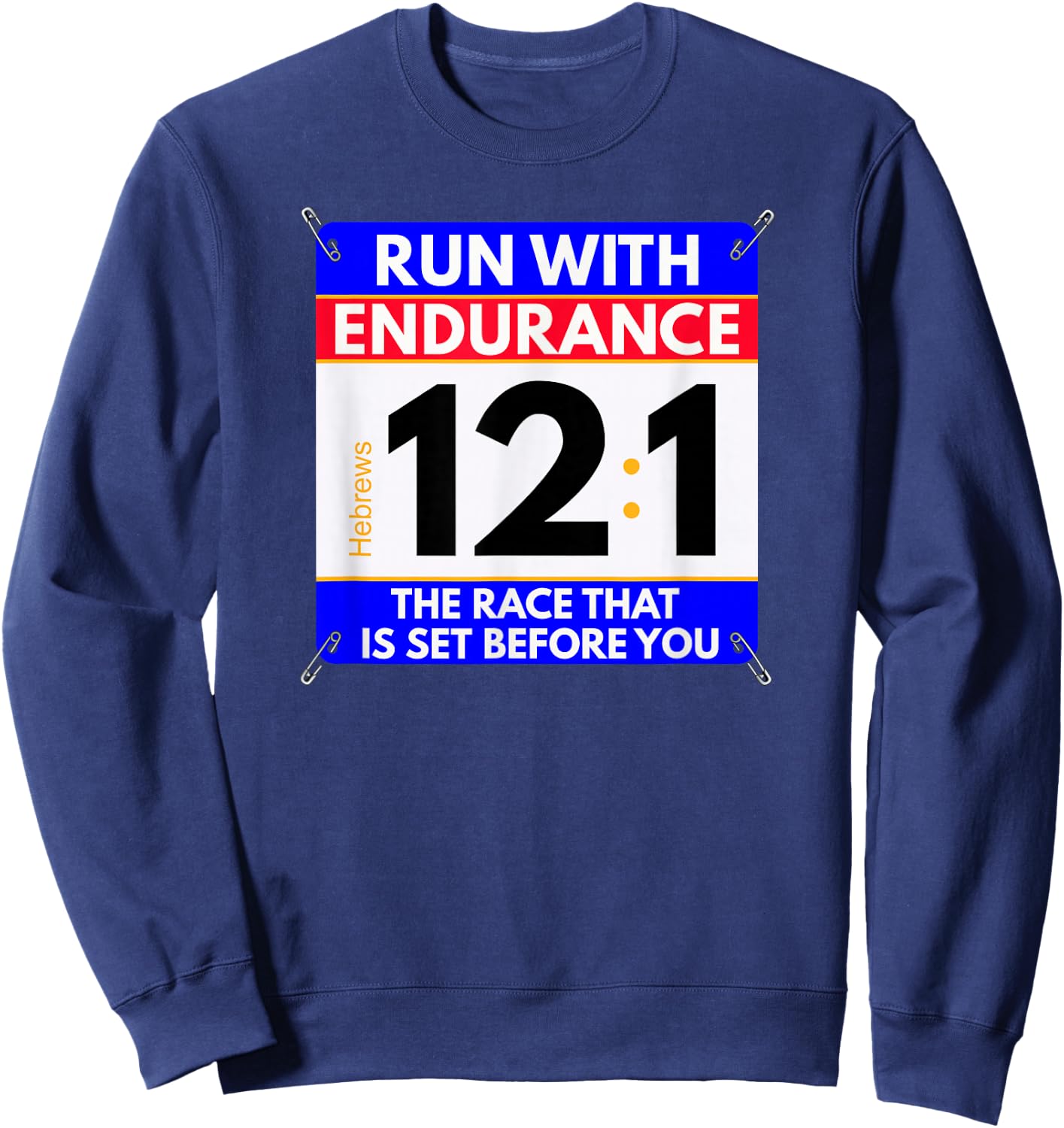 Fun Christian Bible Verse - Run The Race of Life Runners Sweatshirt - Sweatshirt | Navy