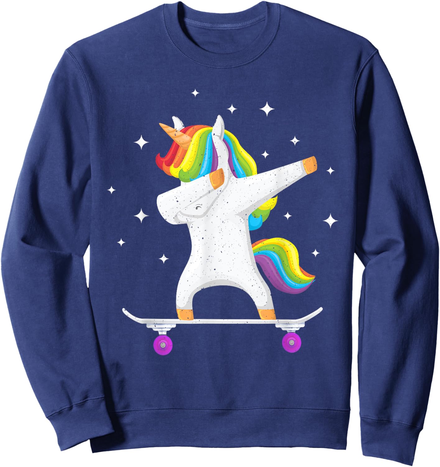 Skateboarding Colorful Unicorn on Skateboard Gift Skater Sweatshirt - Sweatshirt | Navy